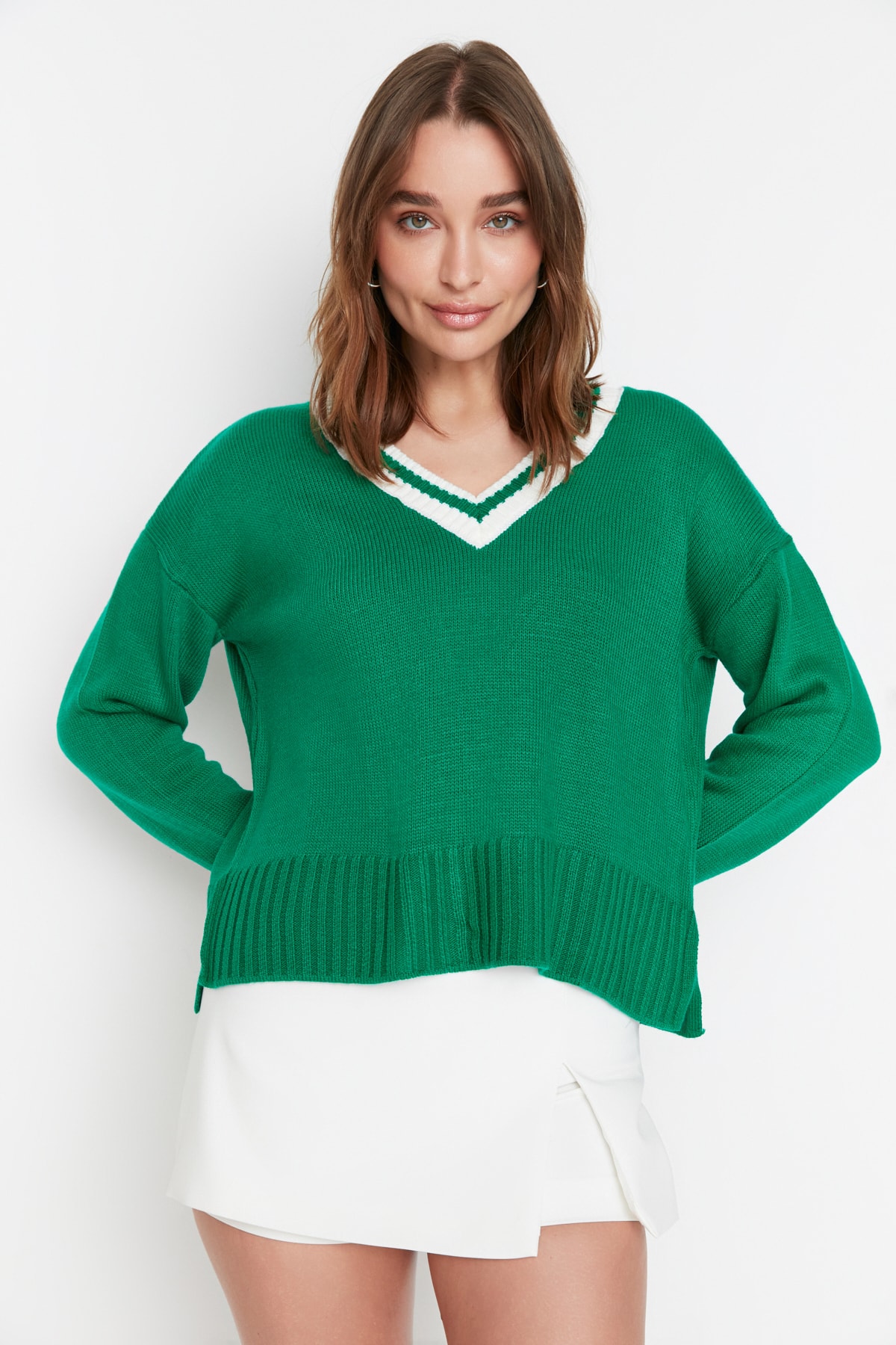 Trendyol Sweater - Green - Oversize