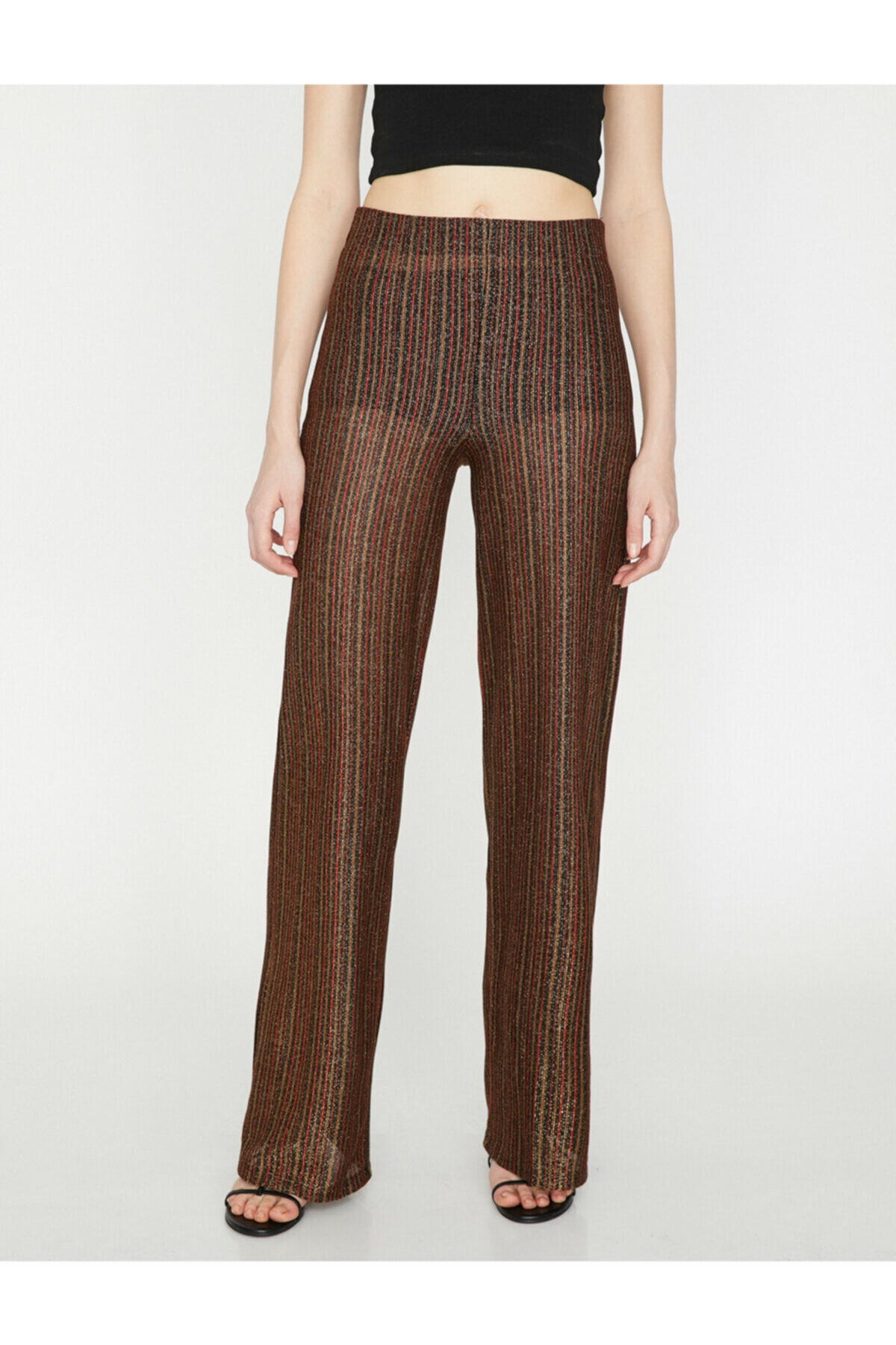 Koton cafea pentru femei normal talie pantaloni wide picior