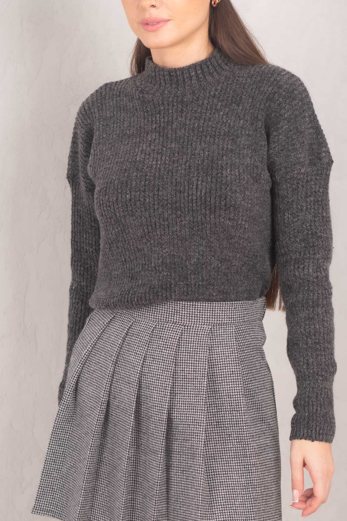 armonika Women's Anthracite High Neck Knitwear Knit Sweater