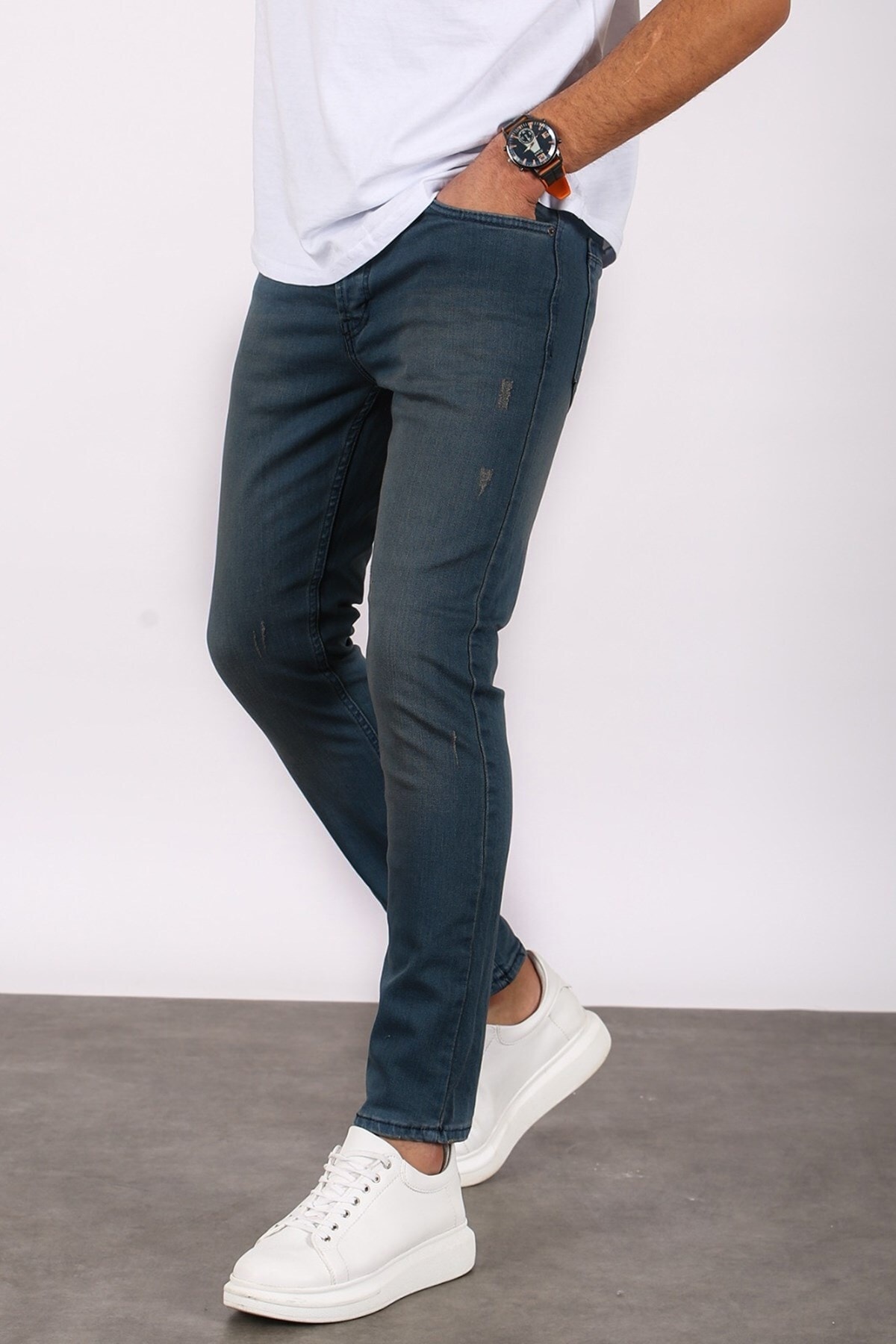 Levně Madmext Men's Blue Skinny Fit Jeans 5680