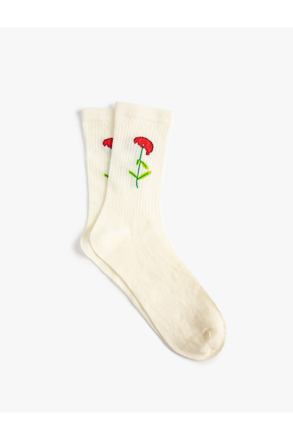 Koton Embroidered Floral Cleat Socks