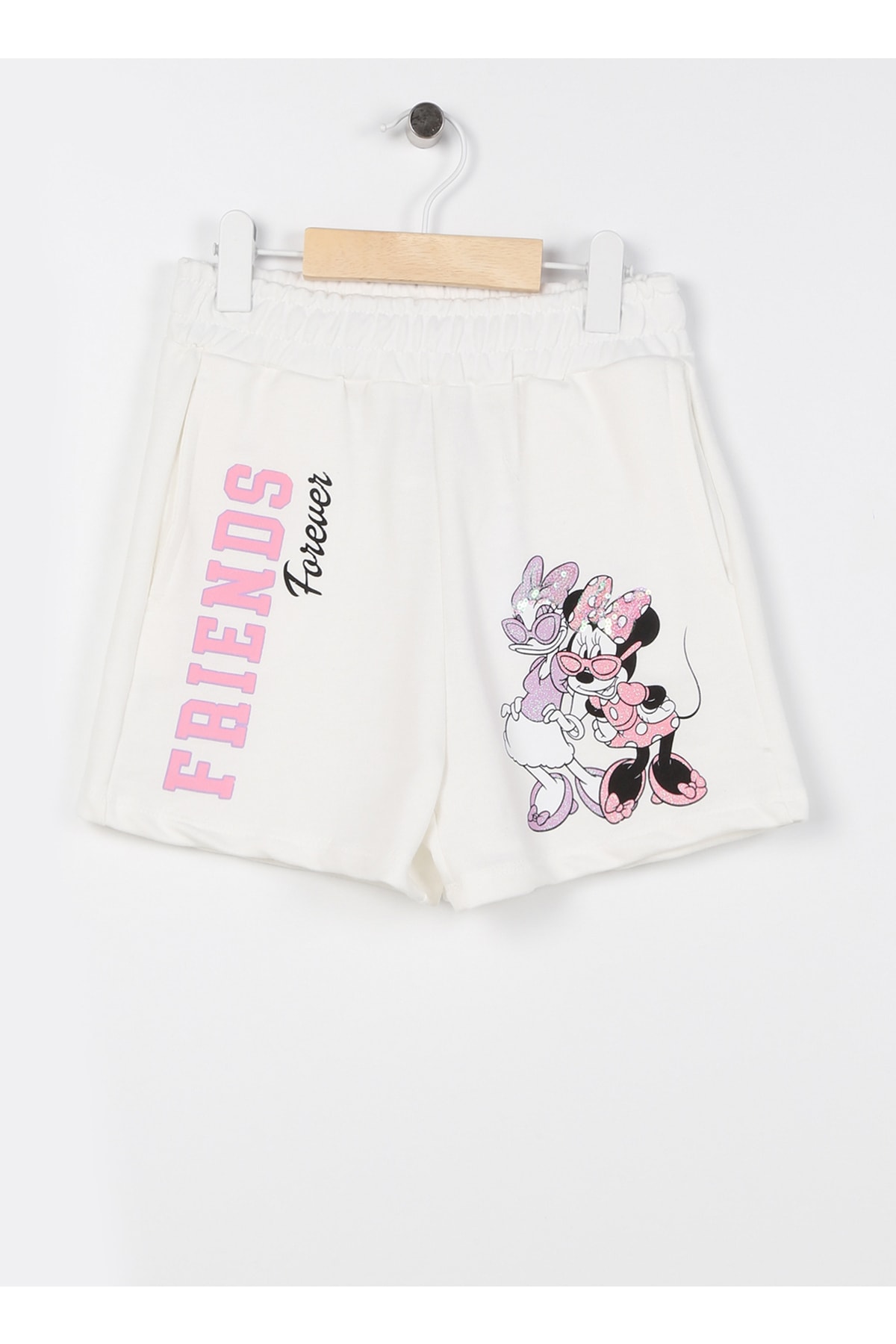 Levně Koton Minnie Mouse And Daisy Duck Shorts With Pockets Tie Waist Cotton