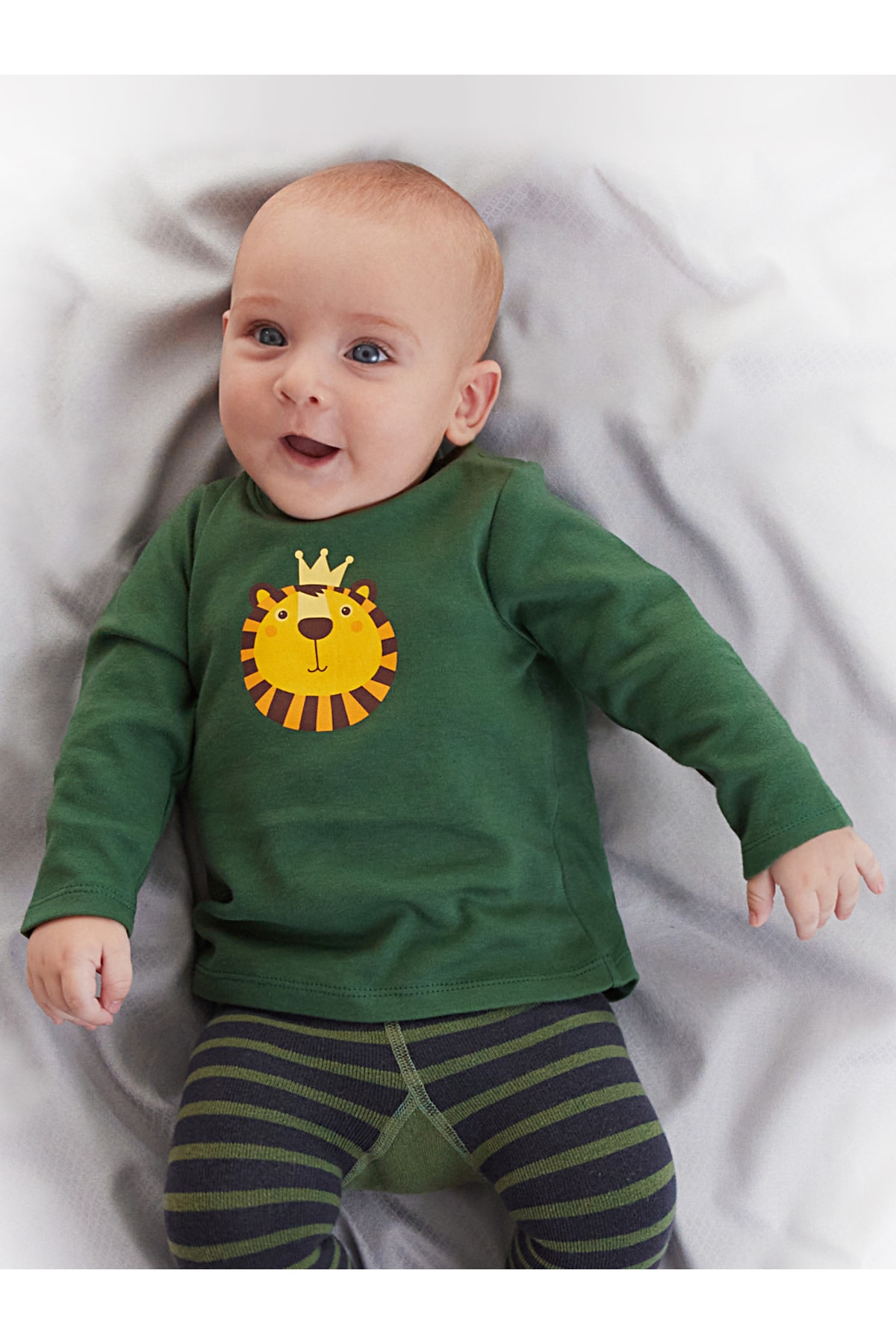 Denokids Lion Baby Boy Green T-shirt