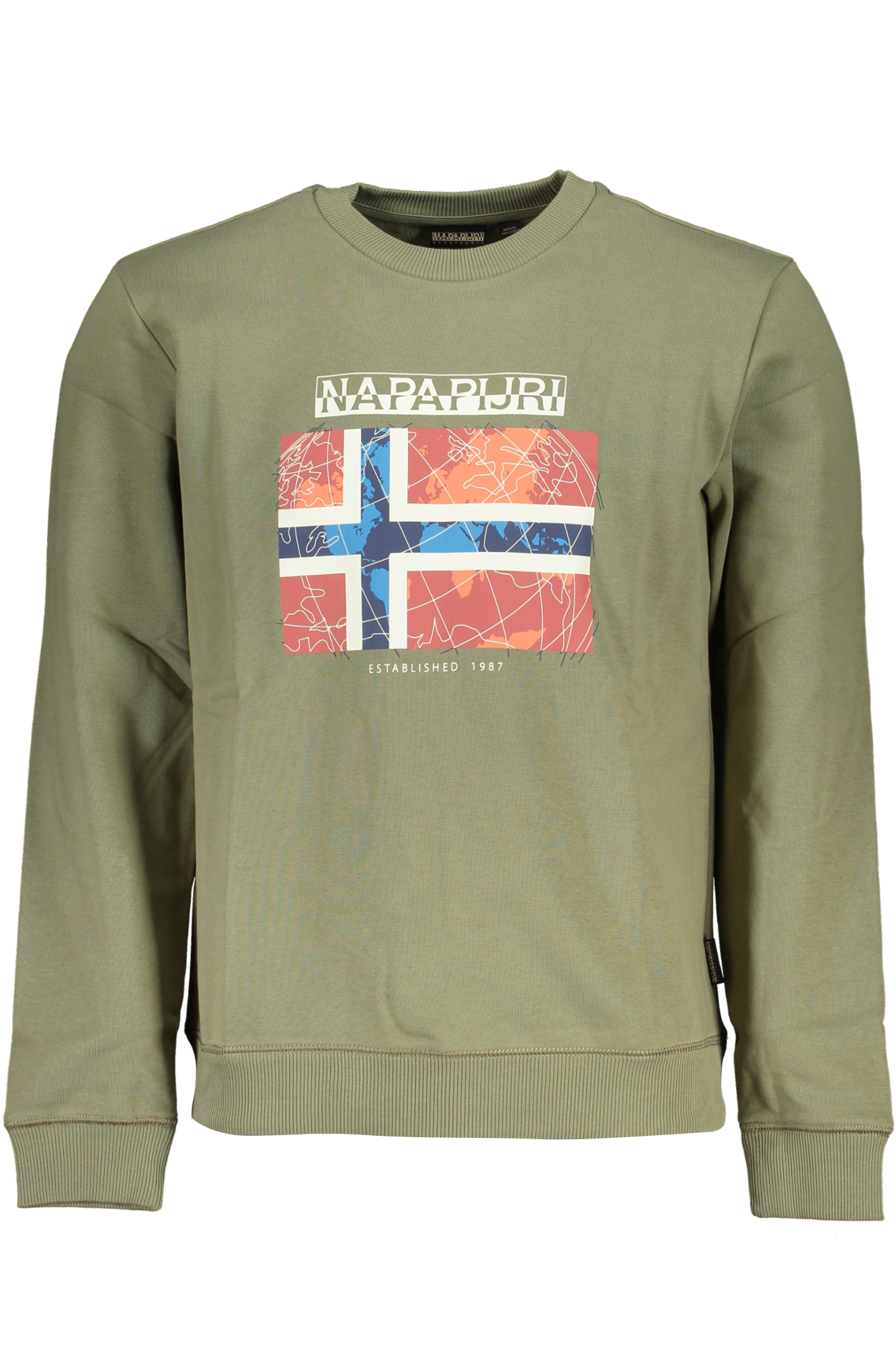 NAPAPIJRI GREEN MEN'S ZIPLESS SWEATSHIRT