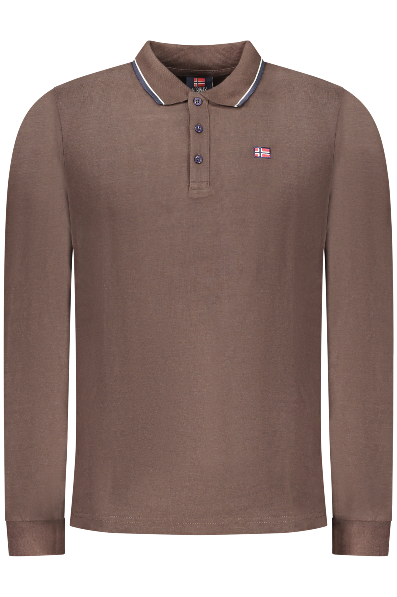 NORWAY 1963 MEN'S LONG-SLEEVE POLO SHIRT, BROWN