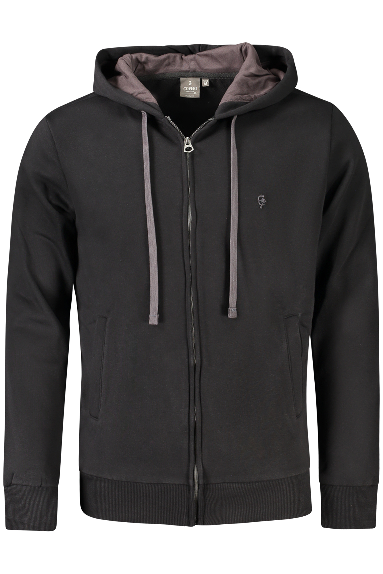 COVERI MOVING MEN&#039;S BLACK ZIP-UP SWEATSHIRT