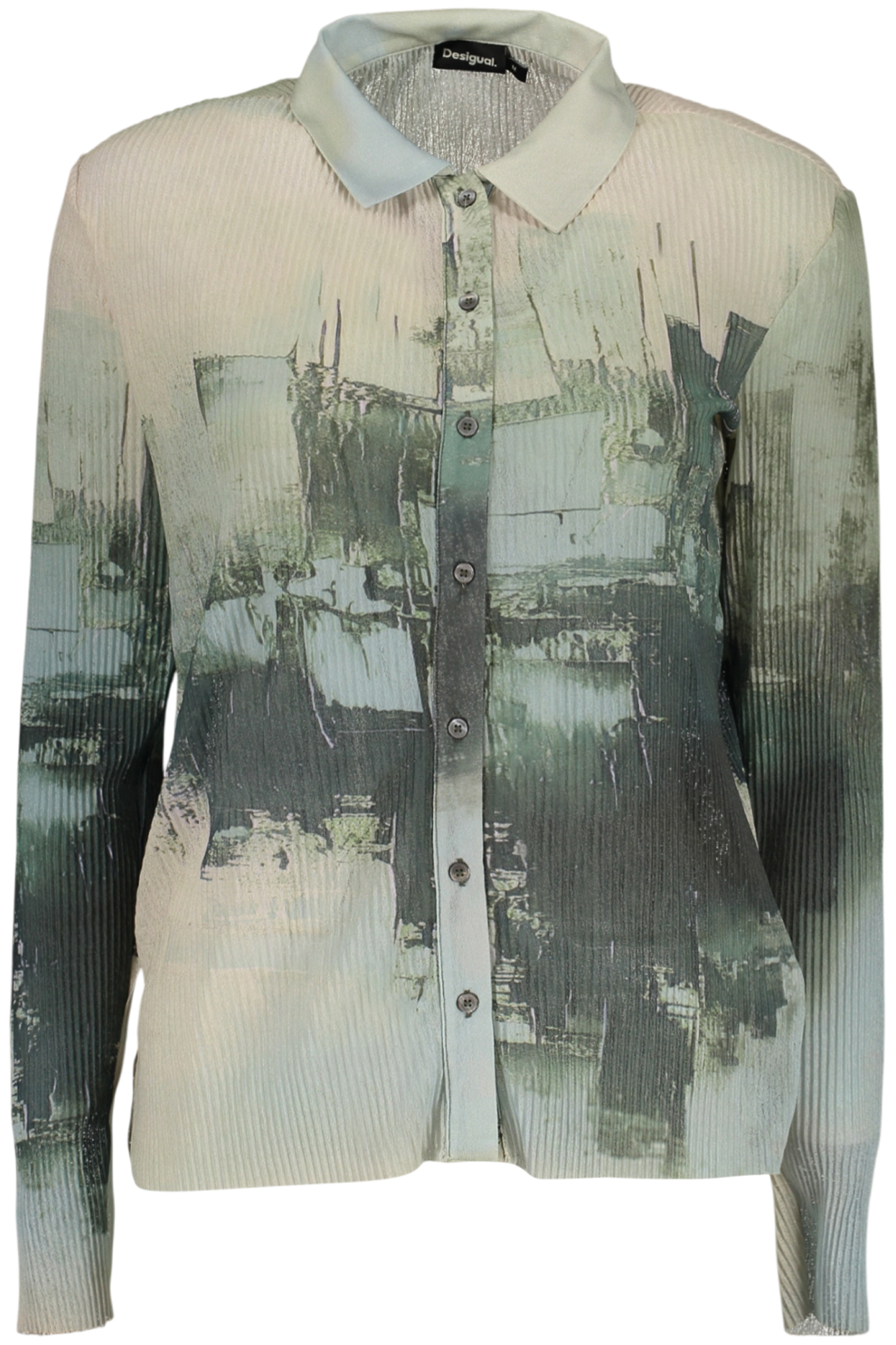 Риза с дълъг ръкав Desigual, зелена