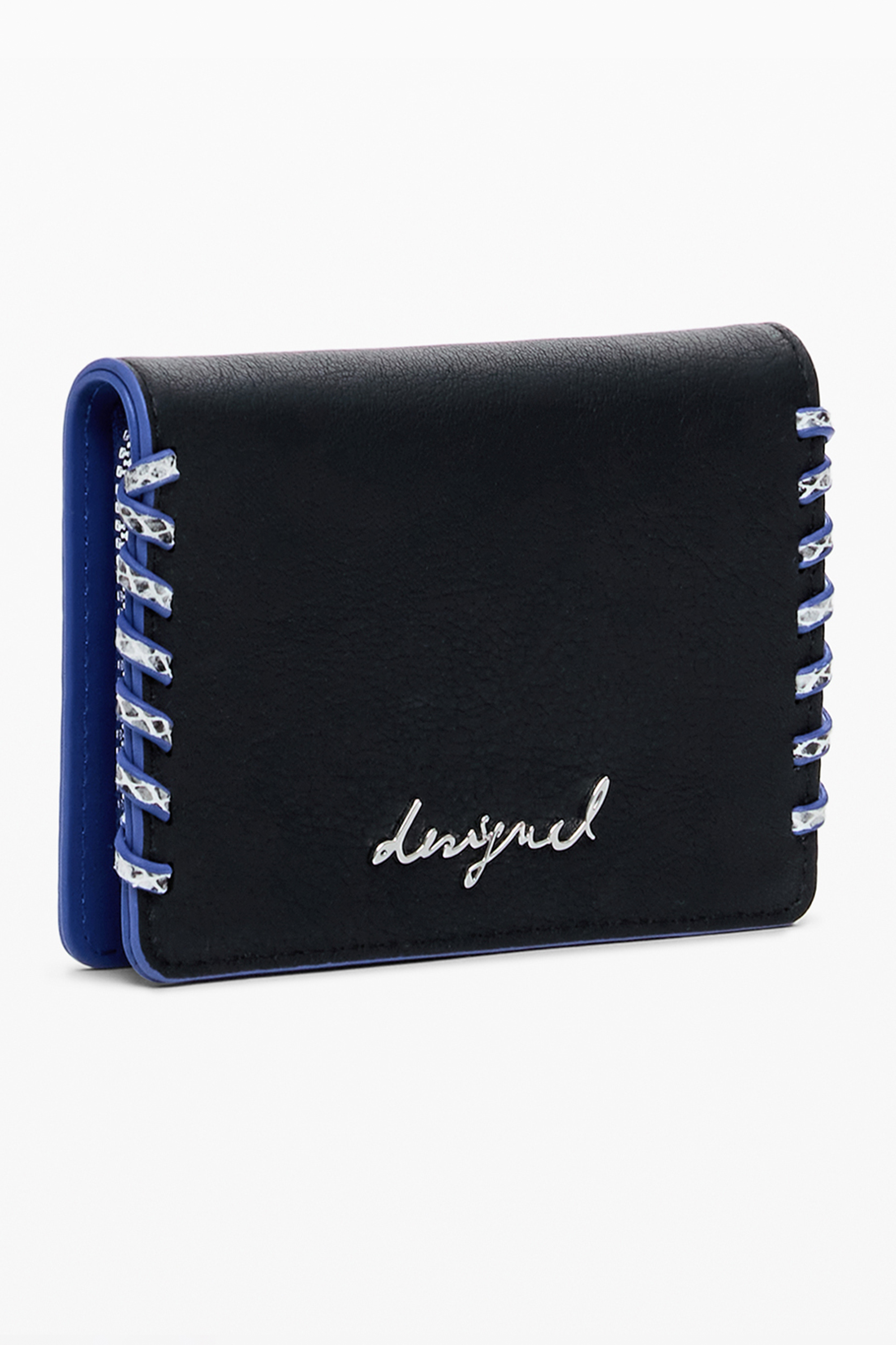 Portofel Desigual negru cu detalii albastre