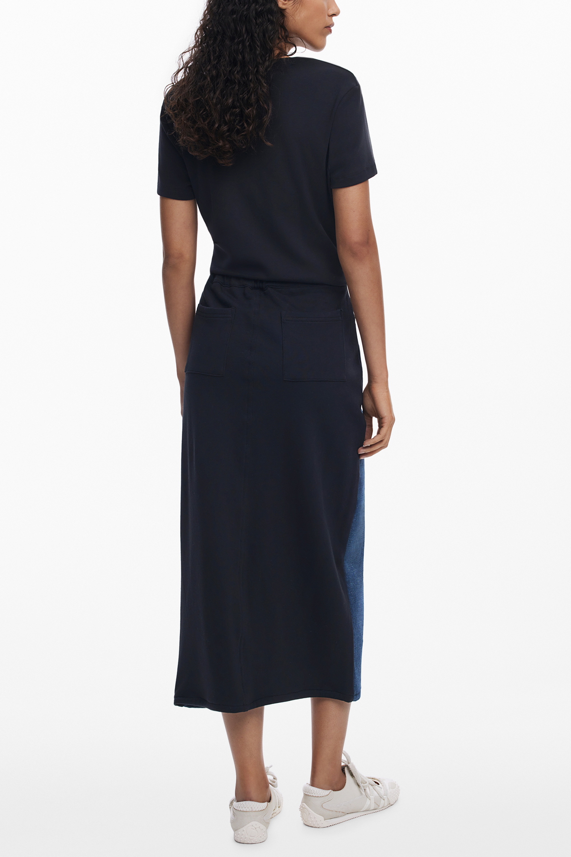 Fustă lungă din denim cu crăpătură