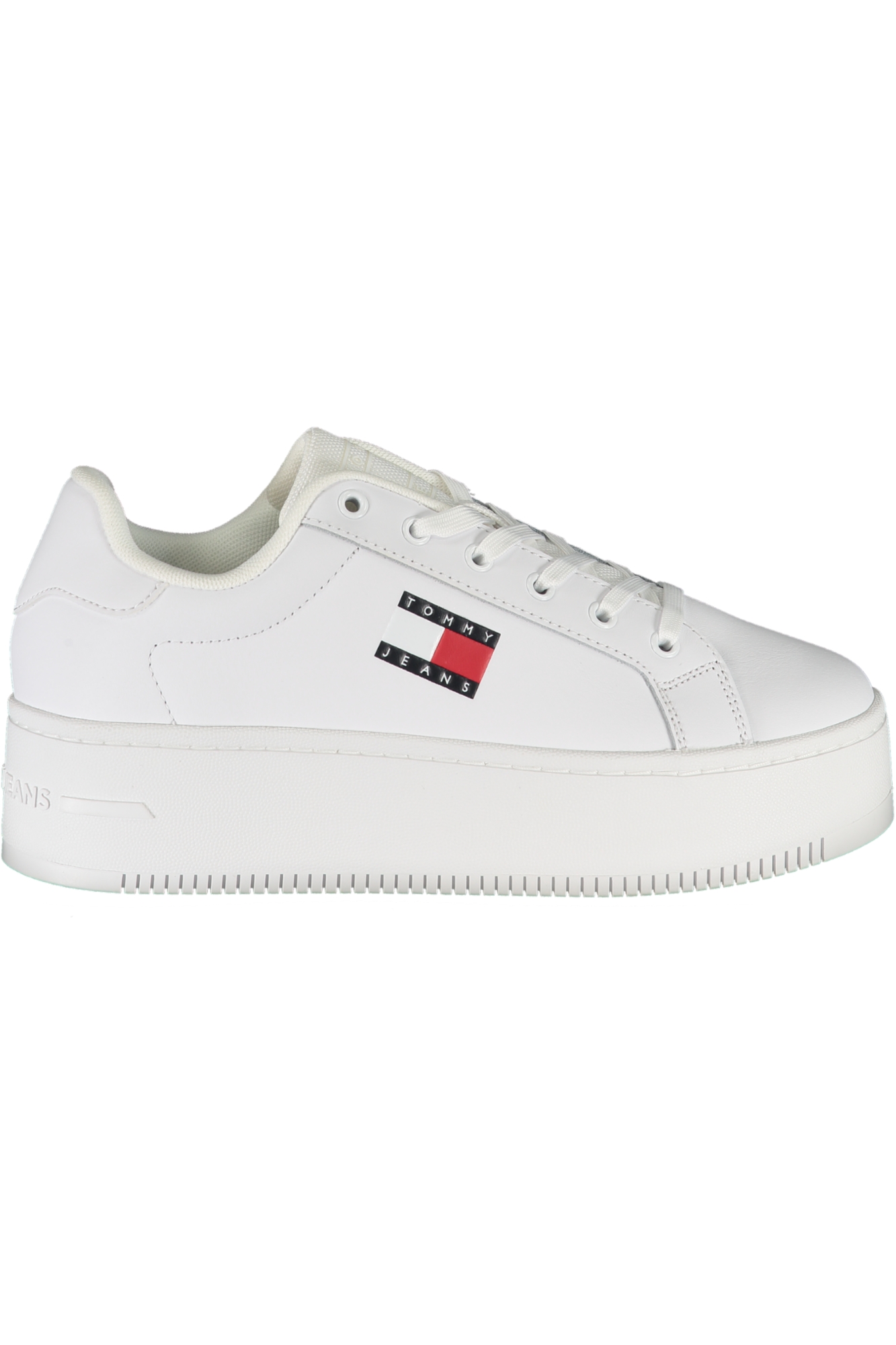 Tommy Hilfiger Womens Brand Logo Platform Heels Stylish Looking White Sneakers Suitable for Casual Use