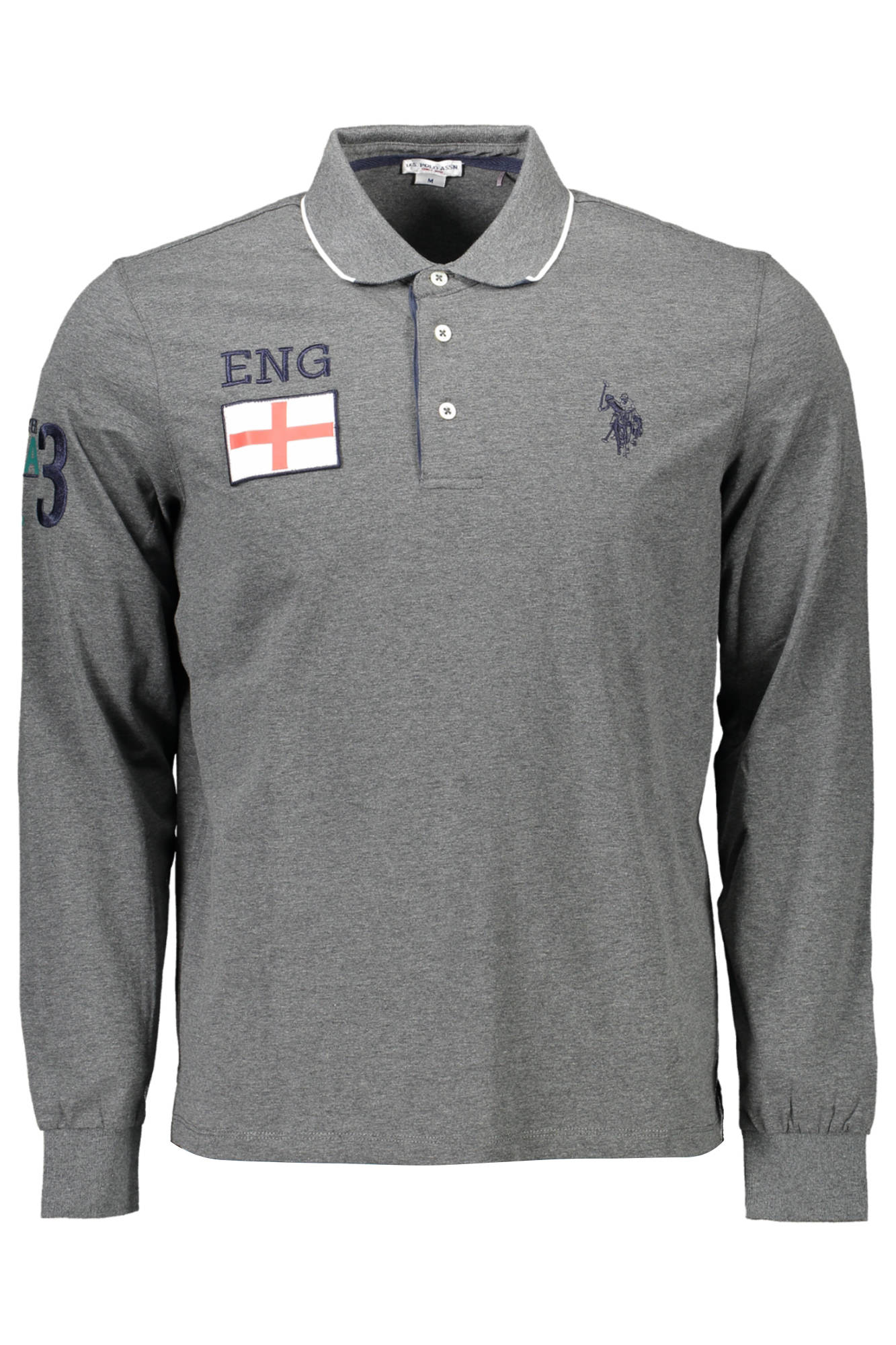 US POLO SHIRT LONG SLEEVE MEN'S GRAY