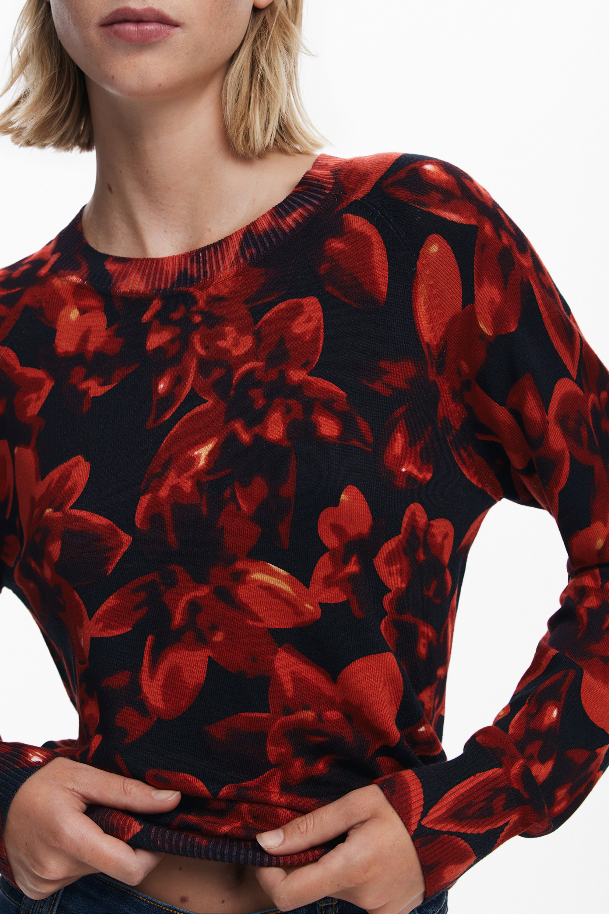 Pulover negru cu imprimeu pentru femei Desigual