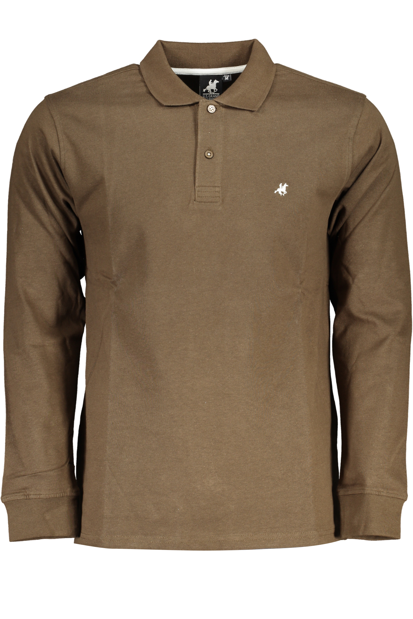 US GRAND POLO MEN&#039;S LONG SLEEVED POLO SHIRT BROWN