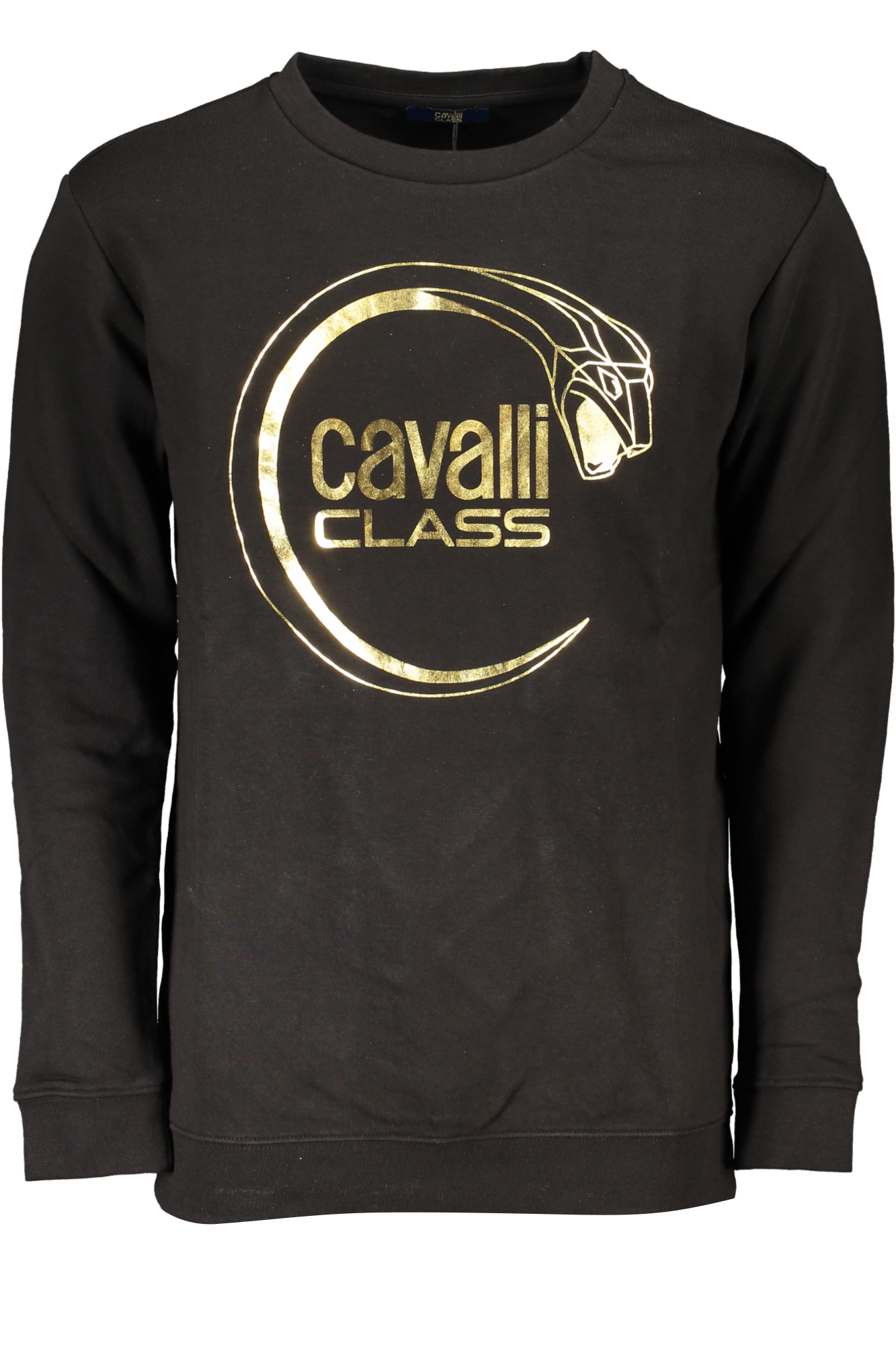 CAVALLI CLASS MEN&#039;S BLACK ZIP-OUT SWEATSHIRT