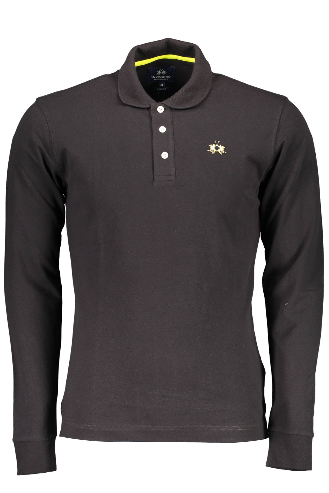 LA MARTINA MENS BLACK LONG SLEEVE POLO SHIRT
