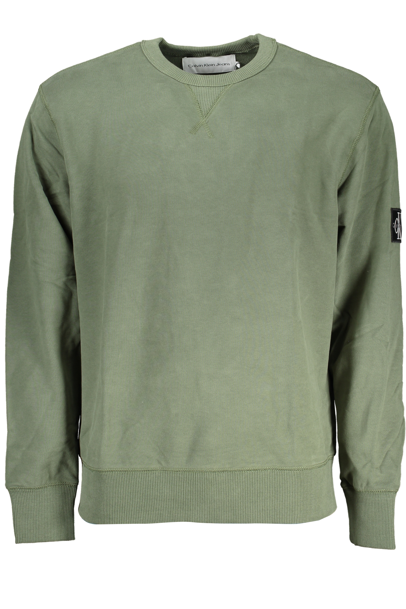 CALVIN KLEIN MEN'S GREEN ZIPLESS SWEATSHIRT