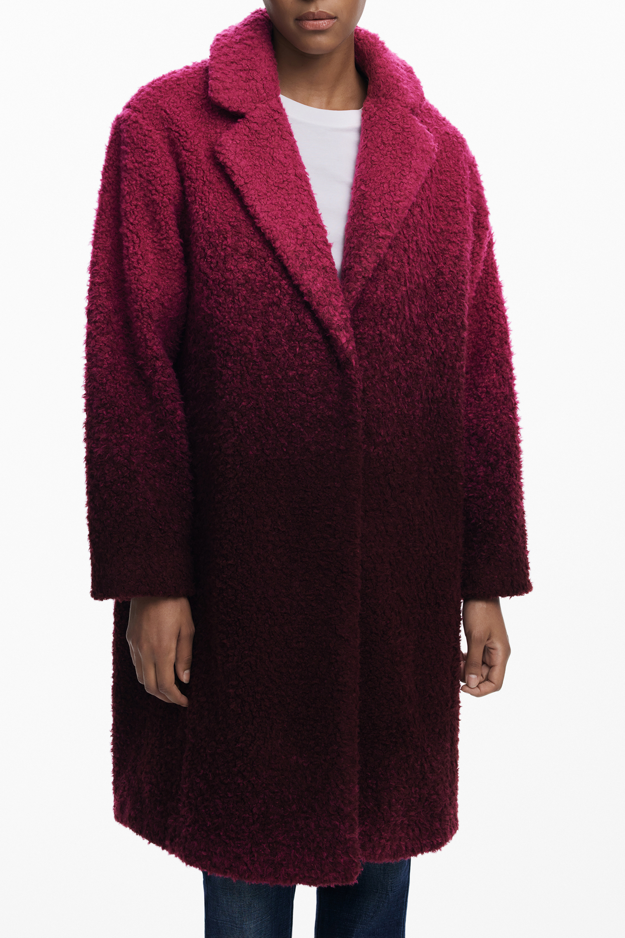 Ružový kabát Desigual pre ženy