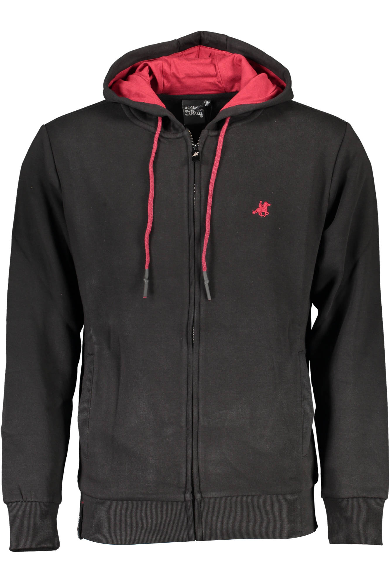 US GRAND POLO MEN'S BLACK ZIP-UP SWEATSHIRT