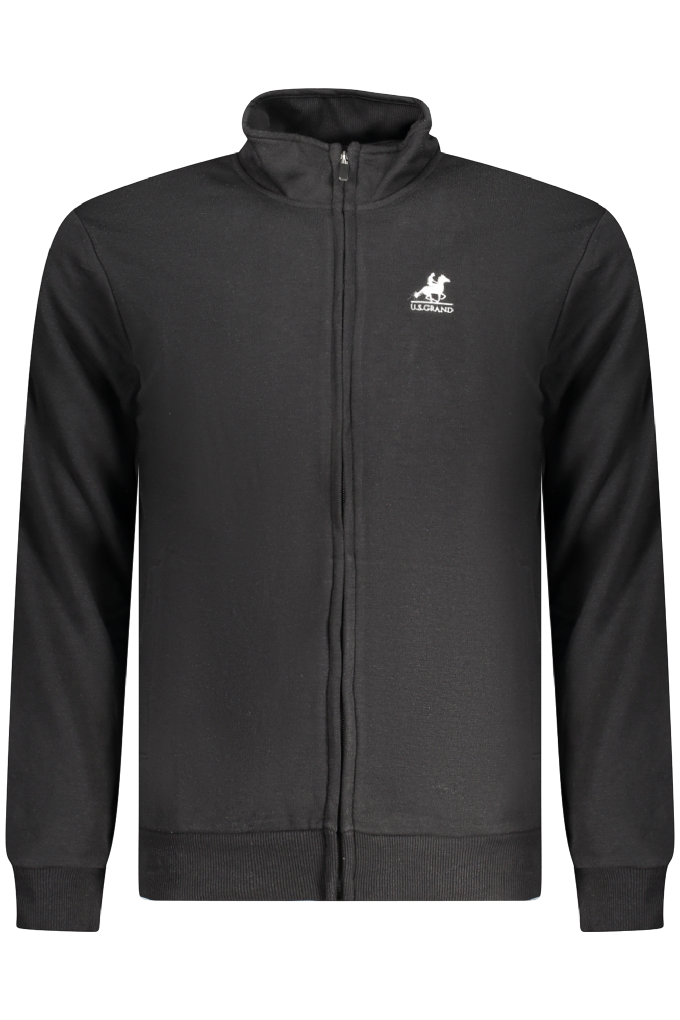 US GRAND POLO MEN&#039;S BLACK ZIP-UP SWEATSHIRT