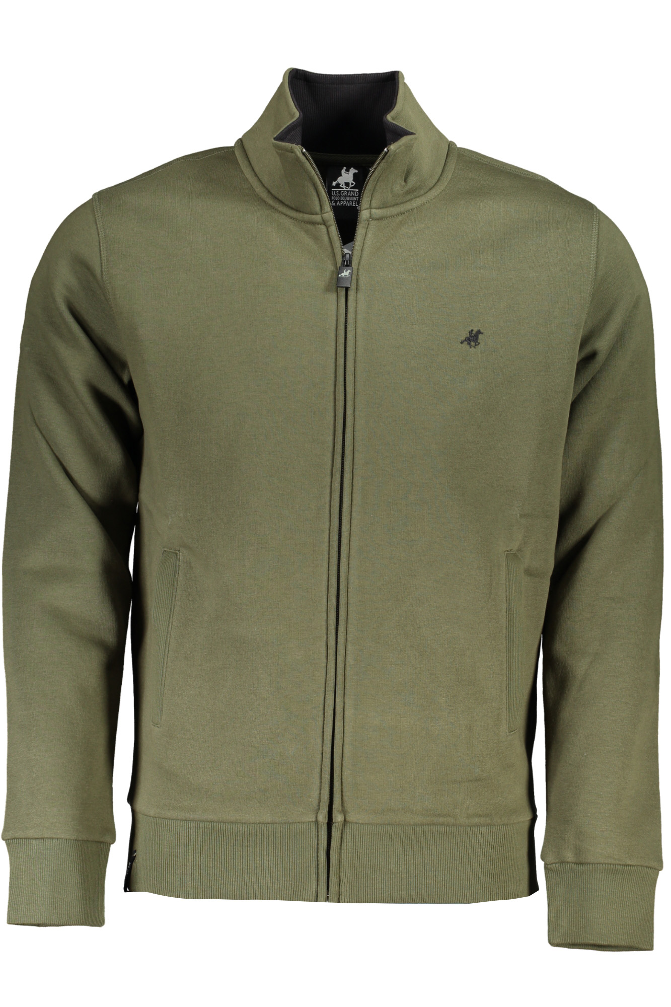US GRAND POLO MEN'S GREEN ZIP SWEATSHIRT
