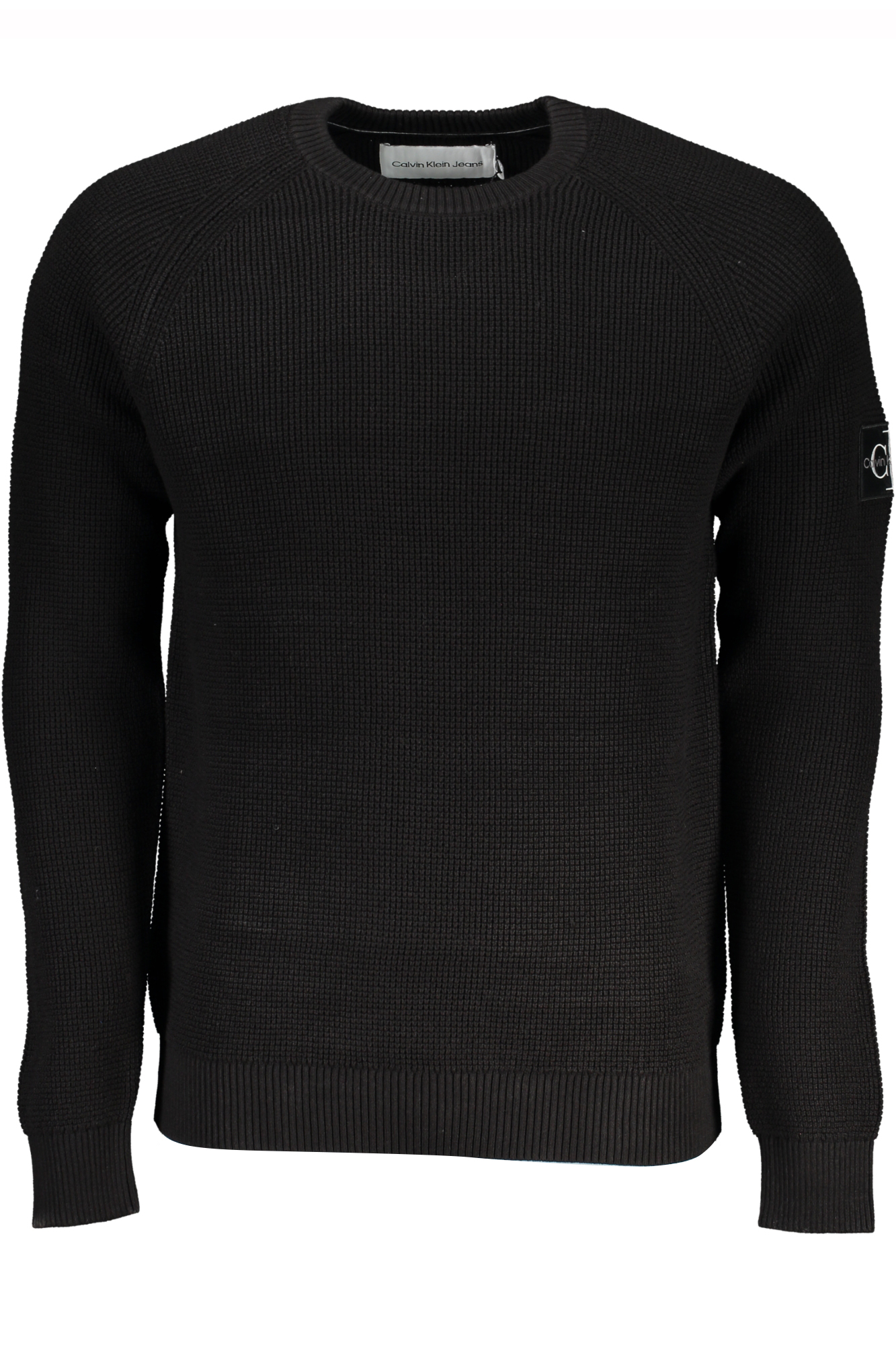 Calvin Klein Mens Regular Fit Cotton Crew Neck Long Sleeve Black Sweater