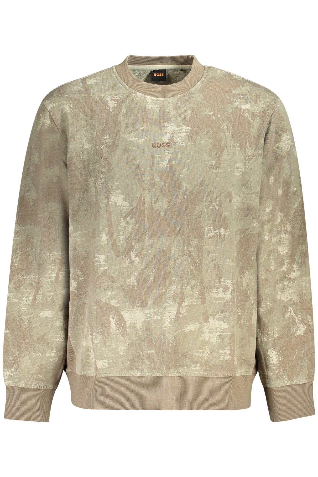 BOSS MEN'S ZIP-FREE SWEATSHIRT BROWN