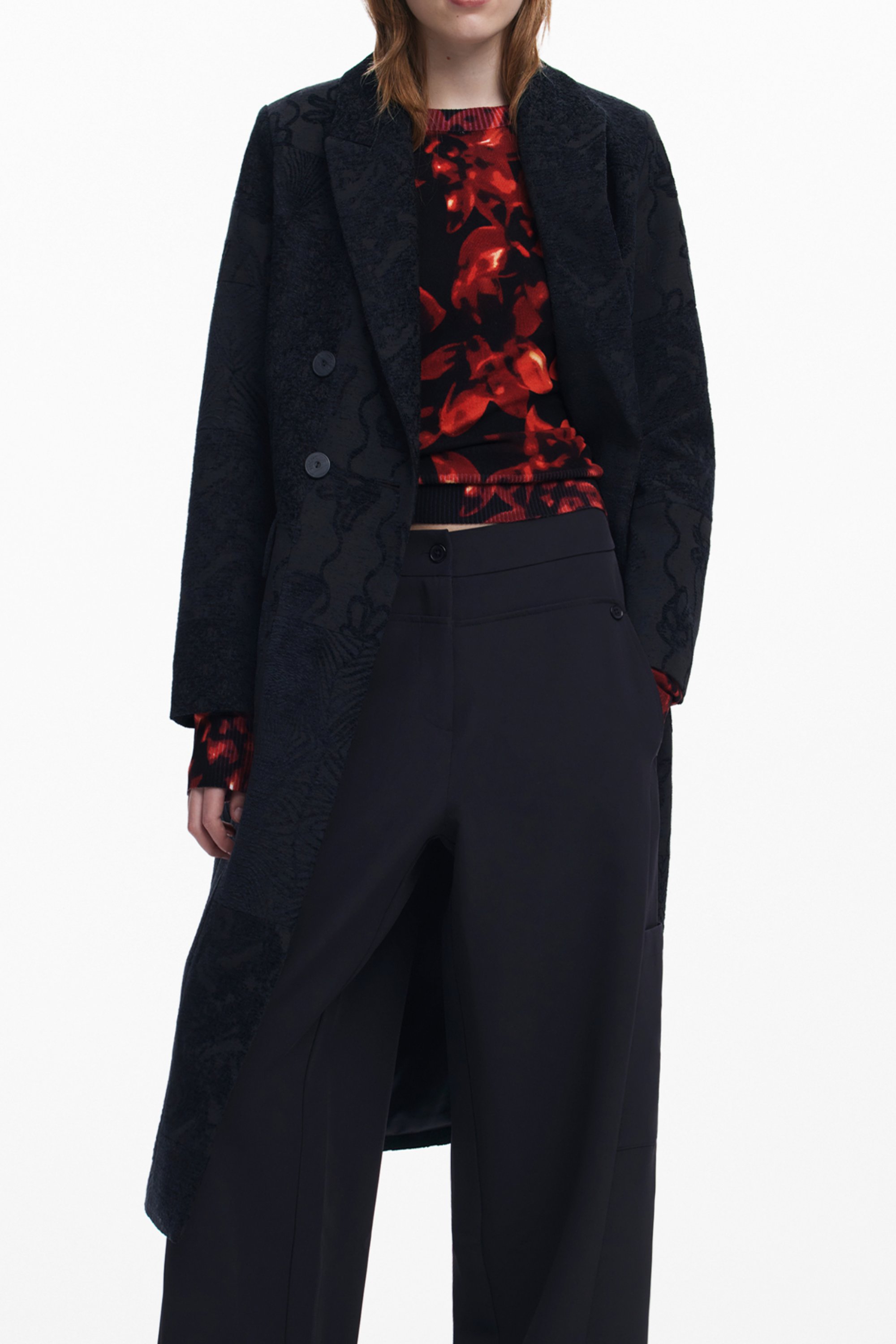 Palton negru Desigual pentru femei