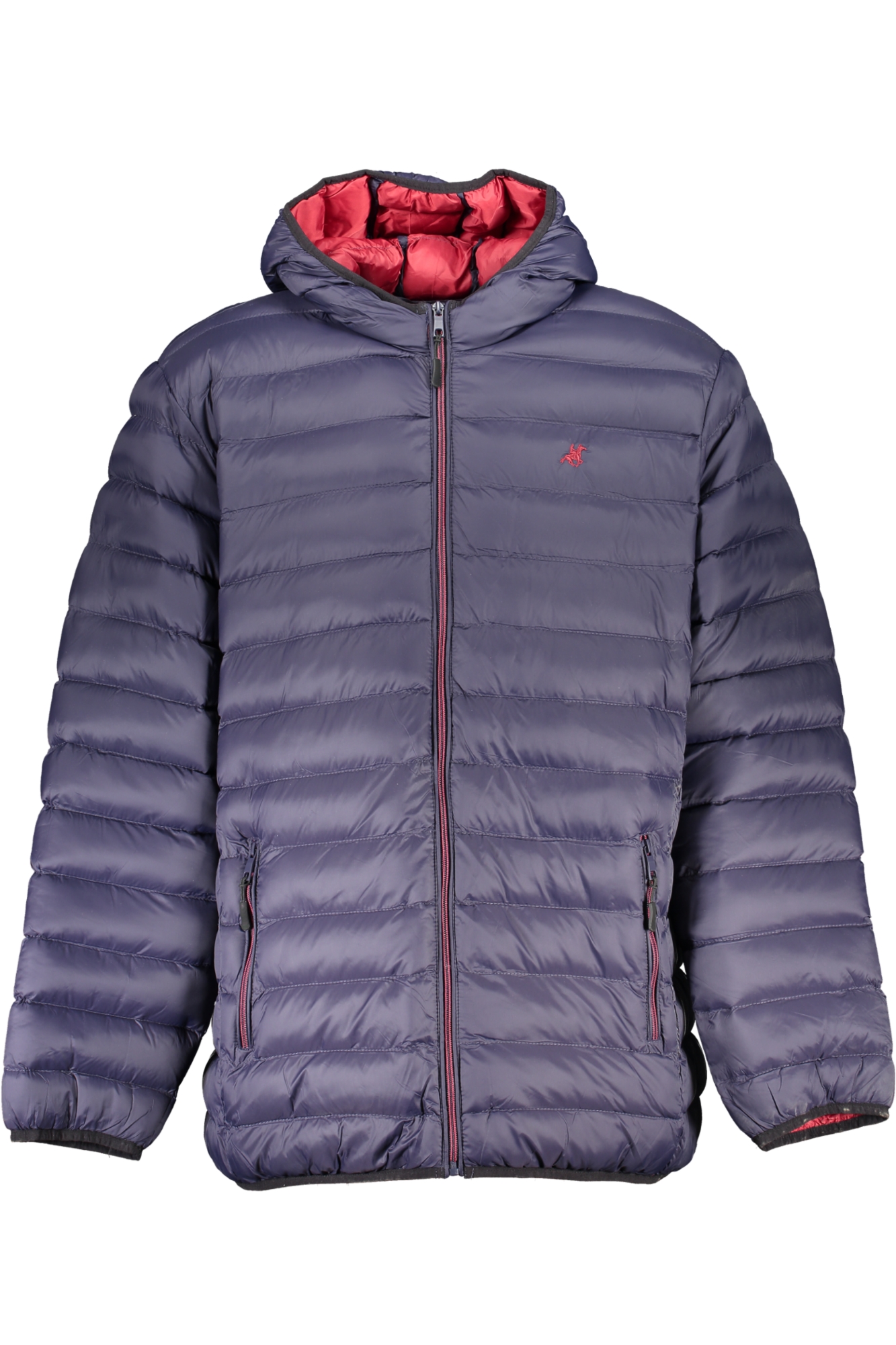 Pánská modrá prošívaná bunda s kapucí