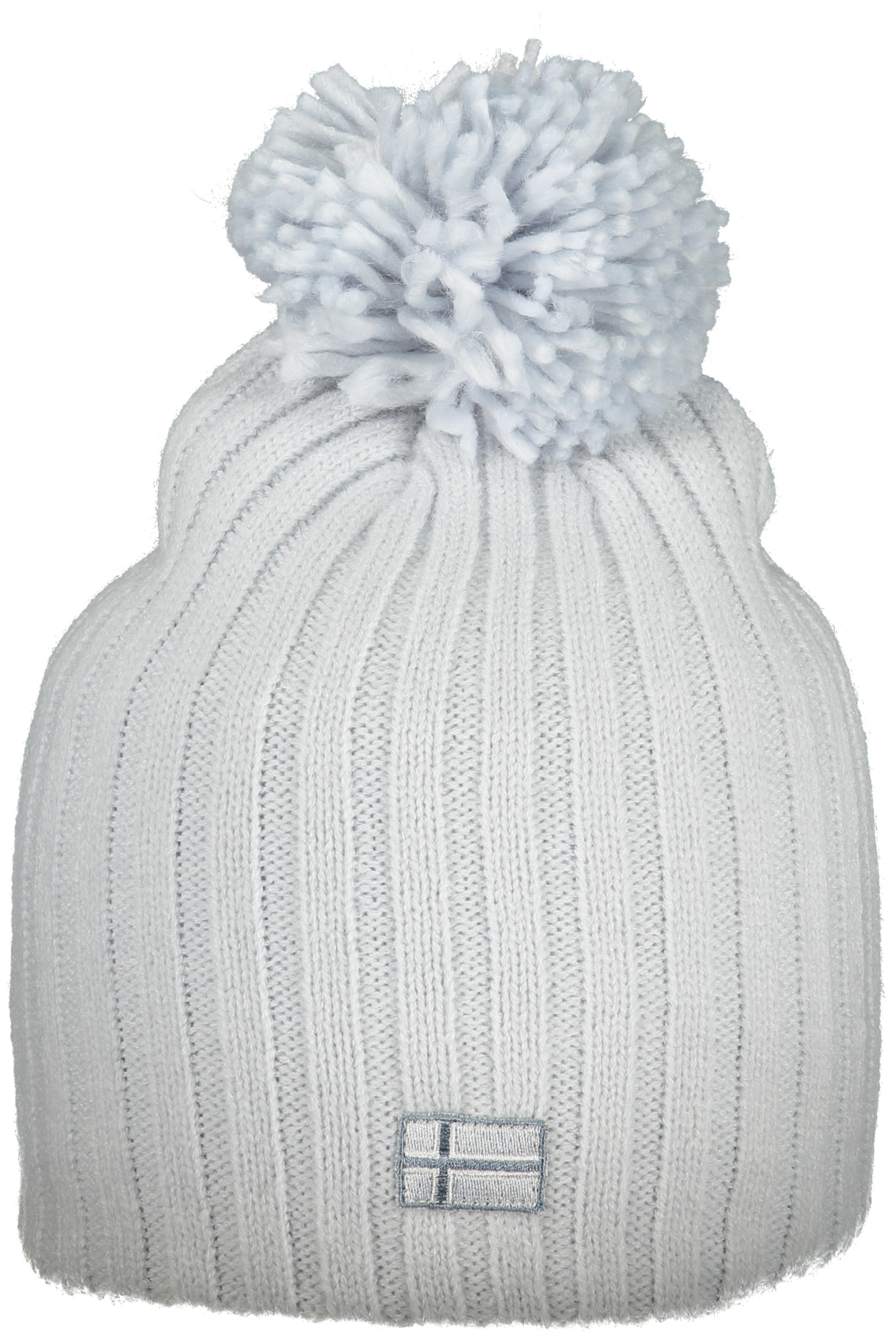Bílá pletená čepice s bambulí