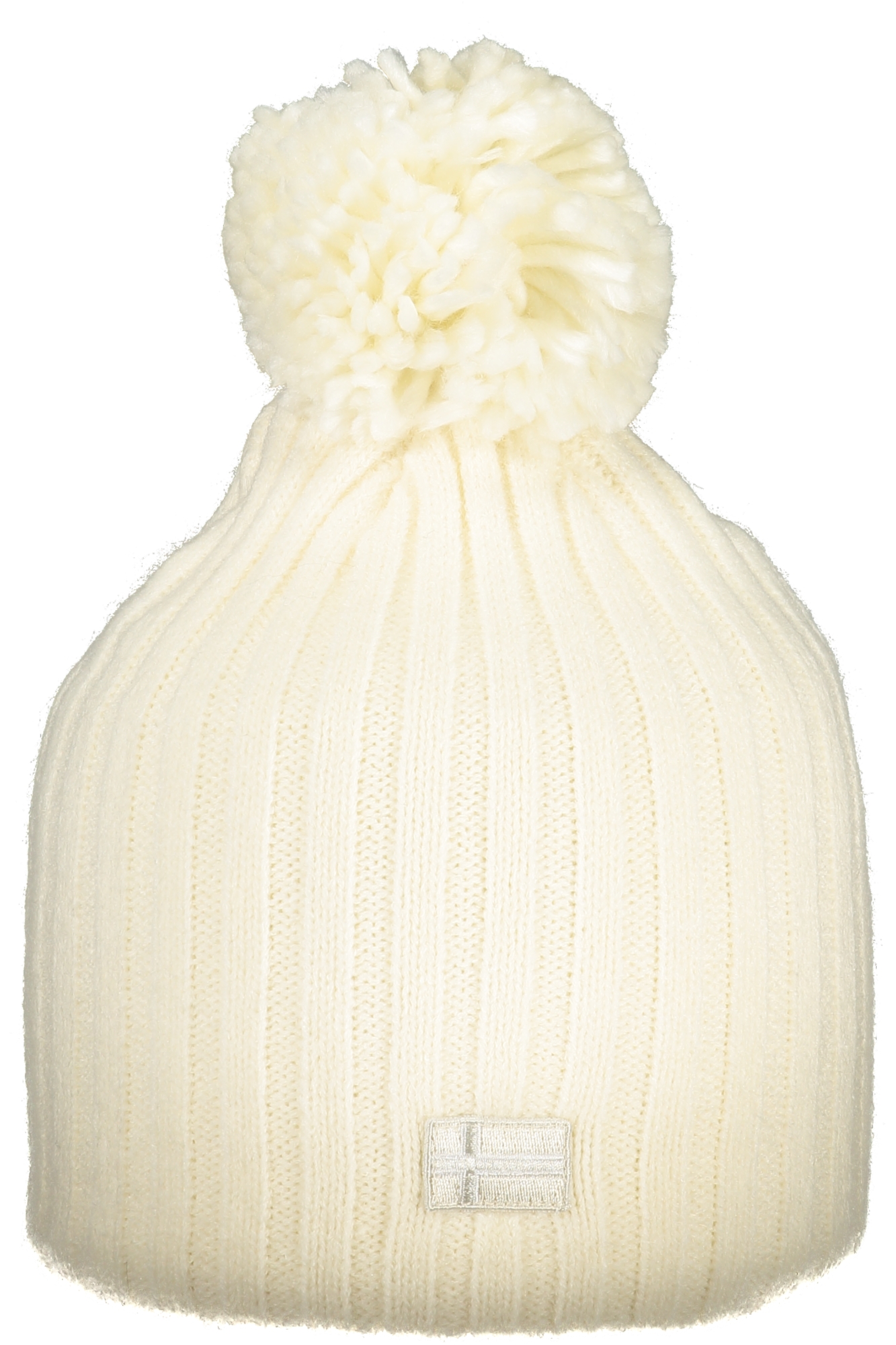 Bílá pletená čepice s bambulí