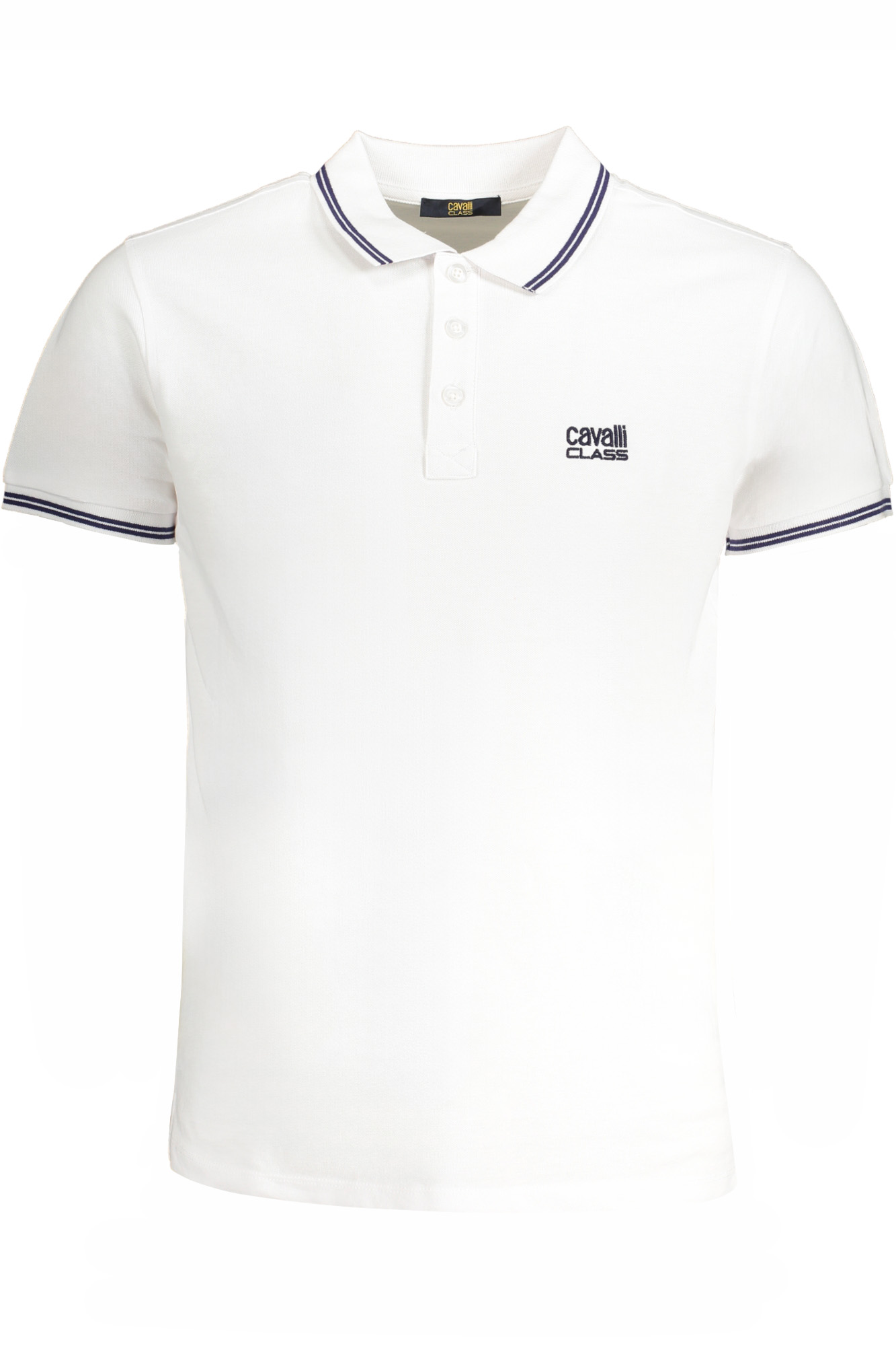 CAVALLI CLASS MEN'S WHITE SHORT SLEEVED POLO SHIRT