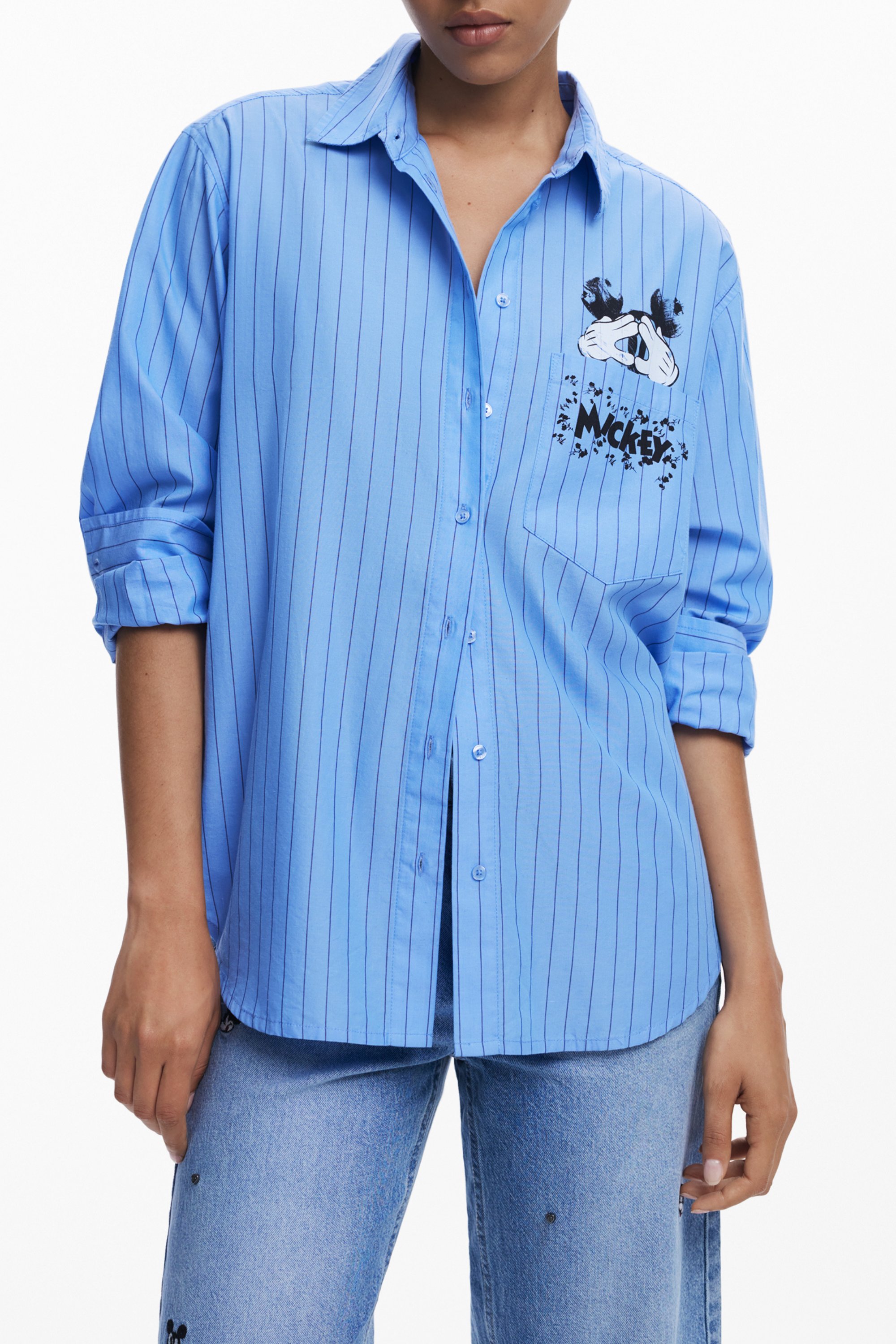 Dámska košeľa Desigual s dlhým rukávom, modrá