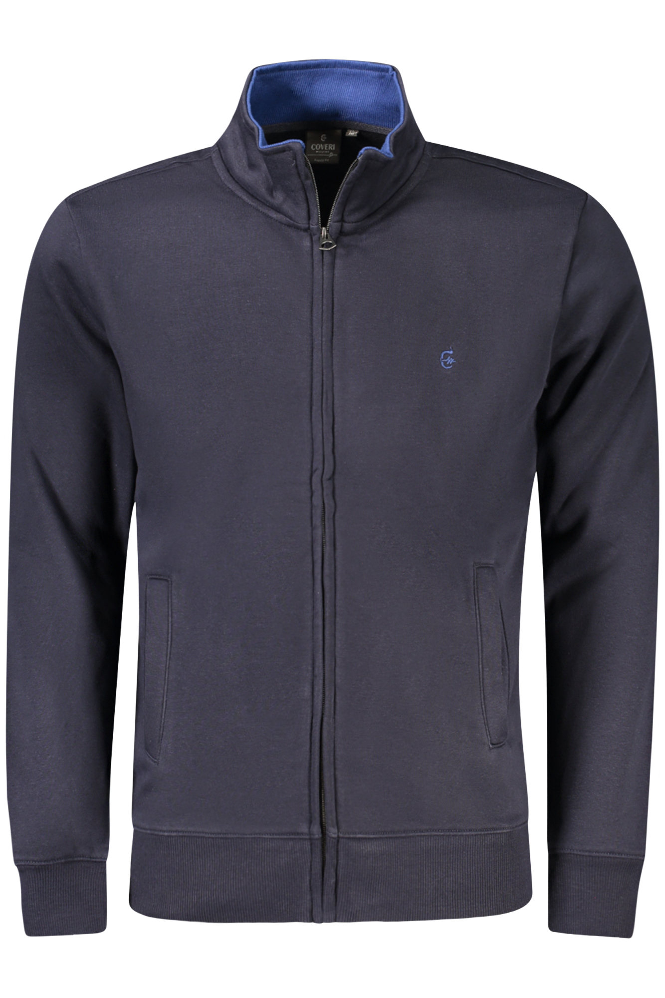 COVERI MOVING MENS BLUE ZIP-UP SWEATSHIRT