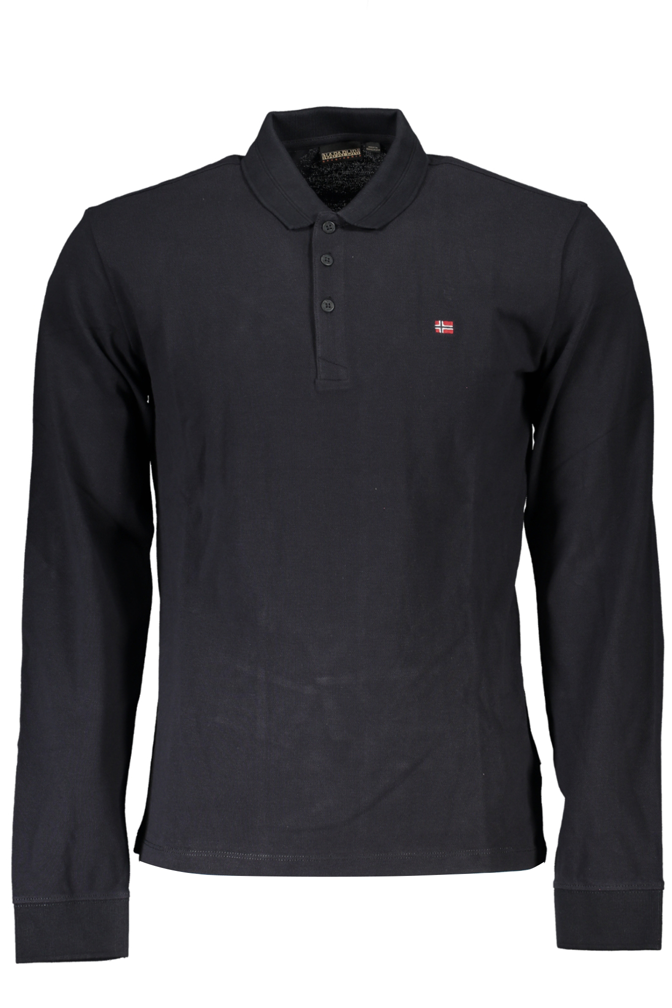 NAPAPIJRI MEN'S BLACK LONG SLEEVED POLO SHIRT