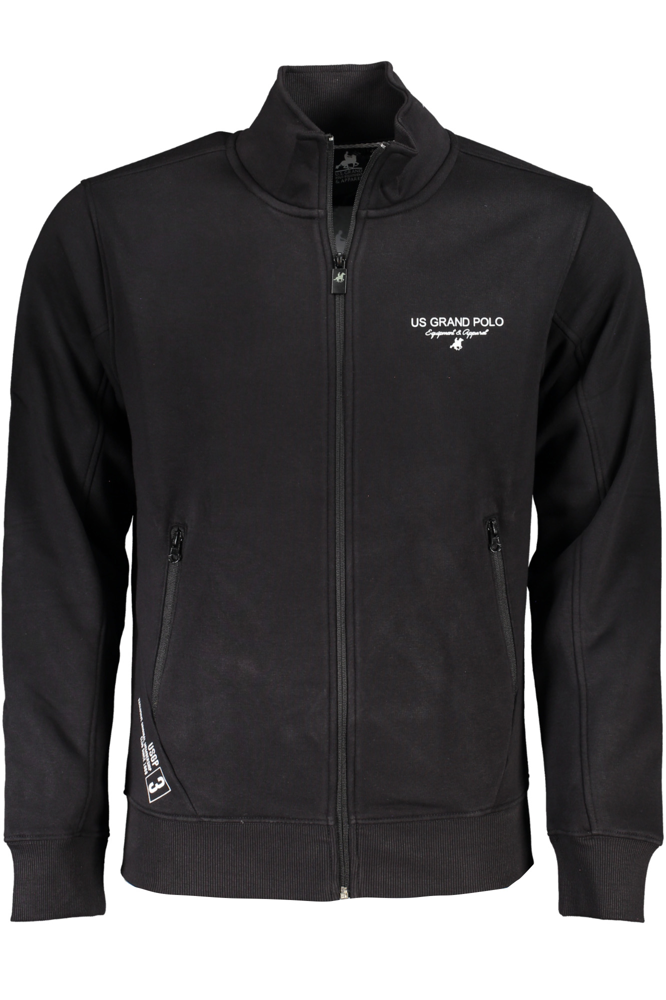 US GRAND POLO MEN'S BLACK ZIP SWEATSHIRT