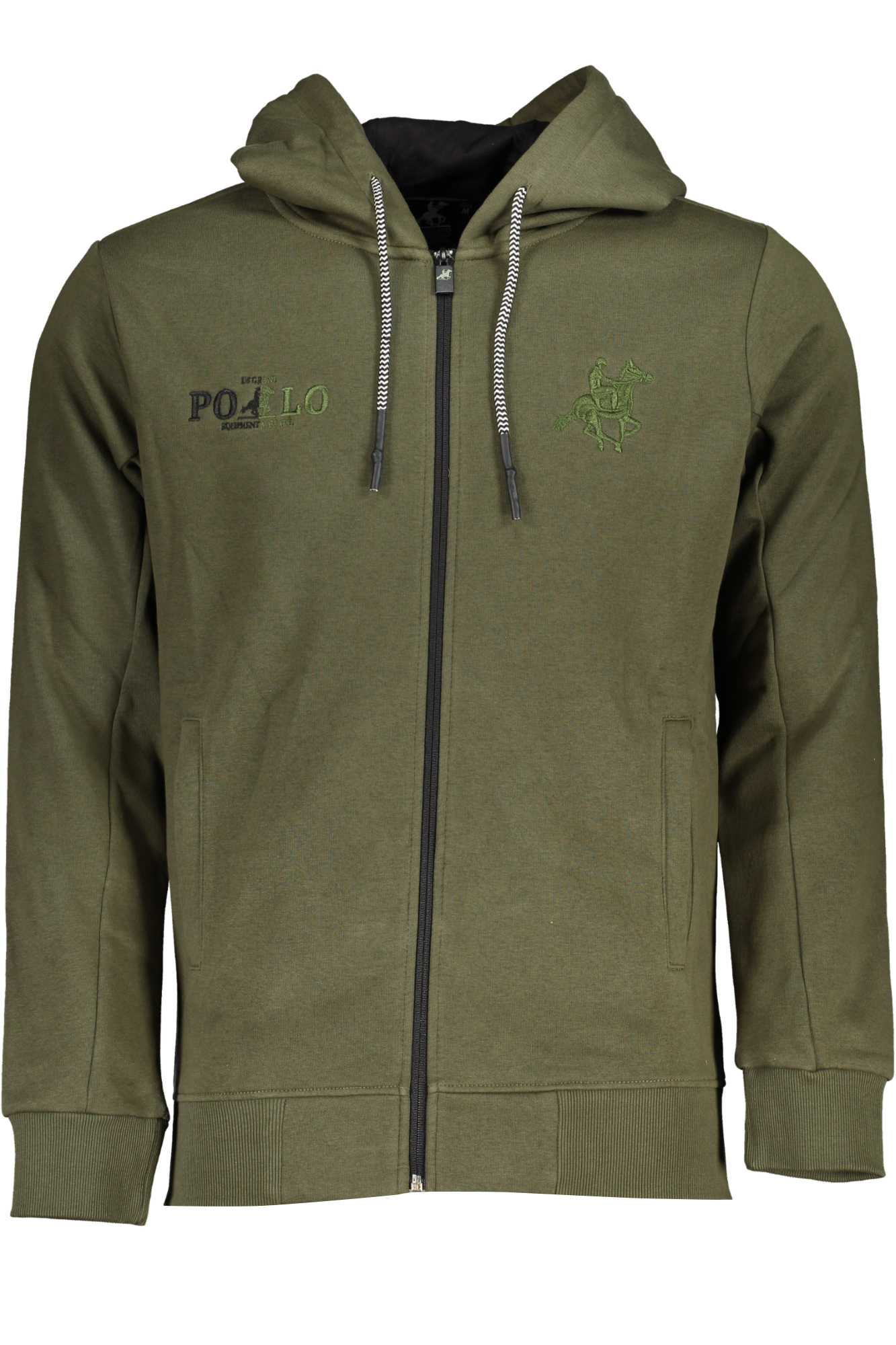 US GRAND POLO MEN'S GREEN ZIP SWEATSHIRT