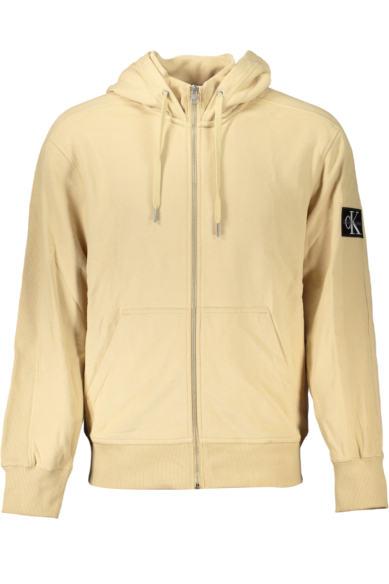 CALVIN KLEIN MEN&#039;S BEIGE ZIP SWEATSHIRT