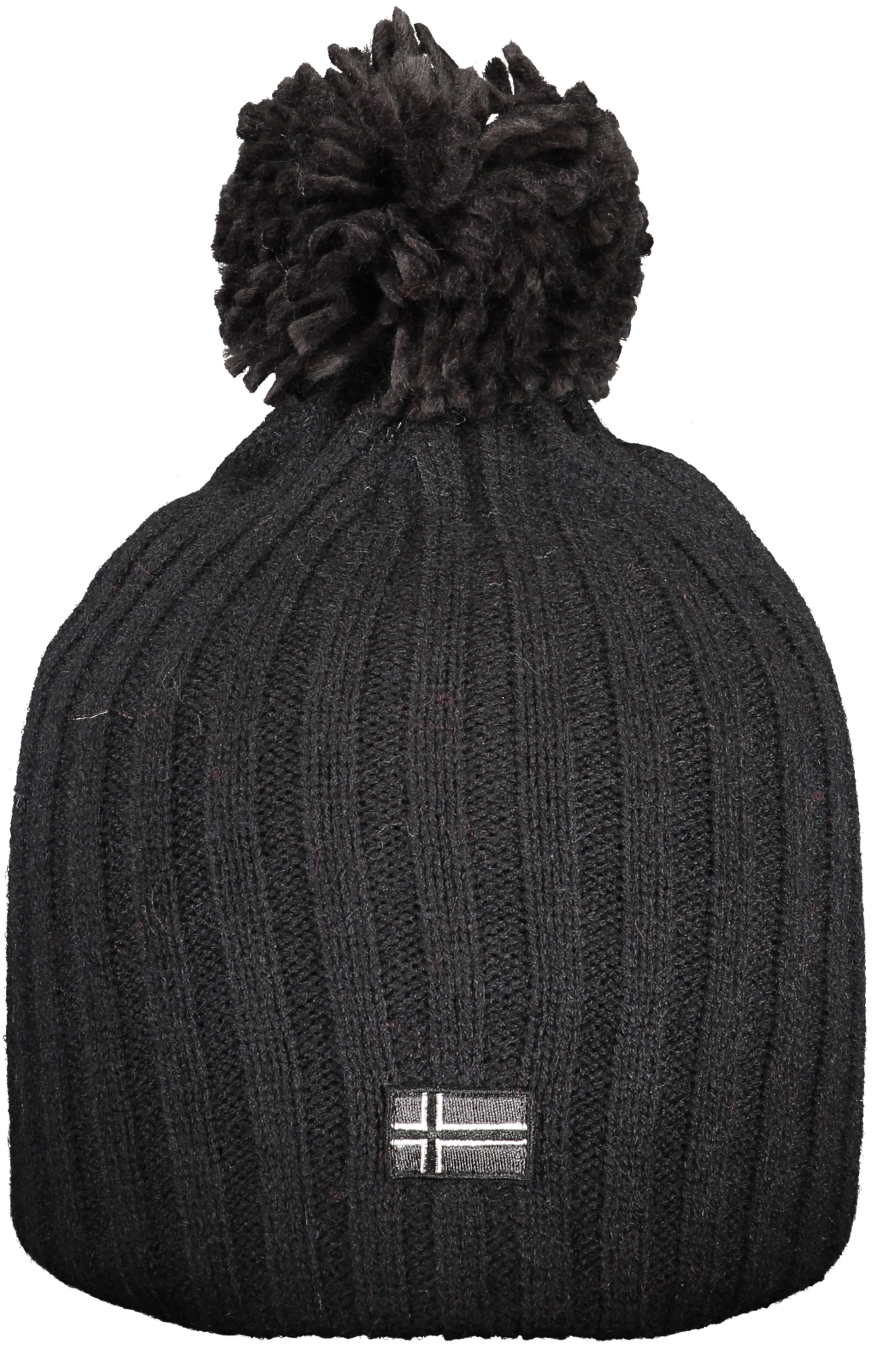 Černá pletená čepice s bambulí