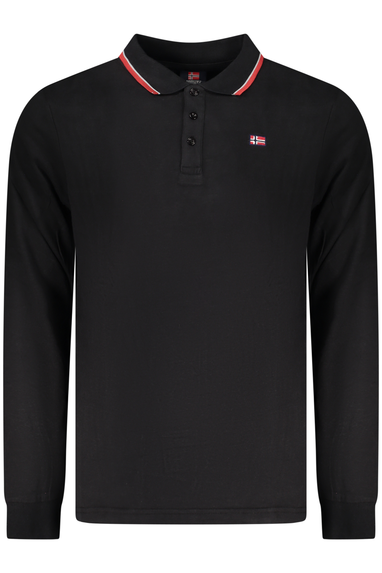 NORWAY 1963 MEN'S LONG-SLEEVED POLO SHIRT, BLACK