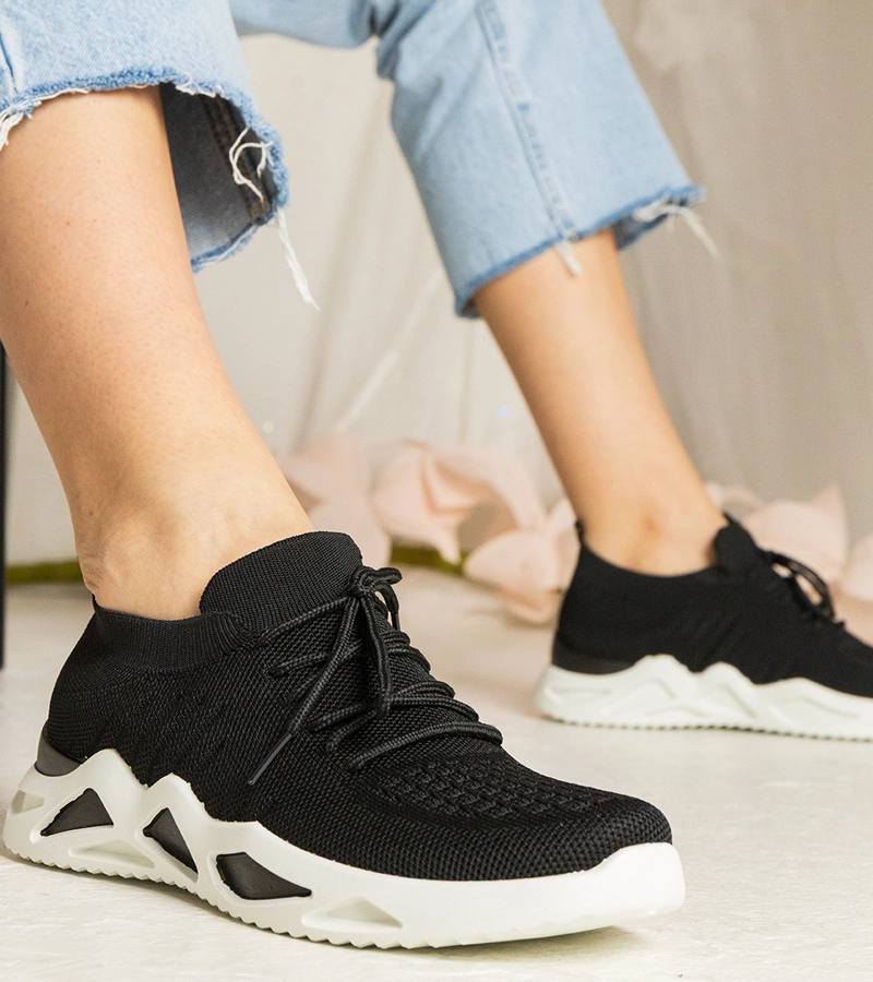 Gemre Adidași negri de damă cu guler tip șosetă Miyana