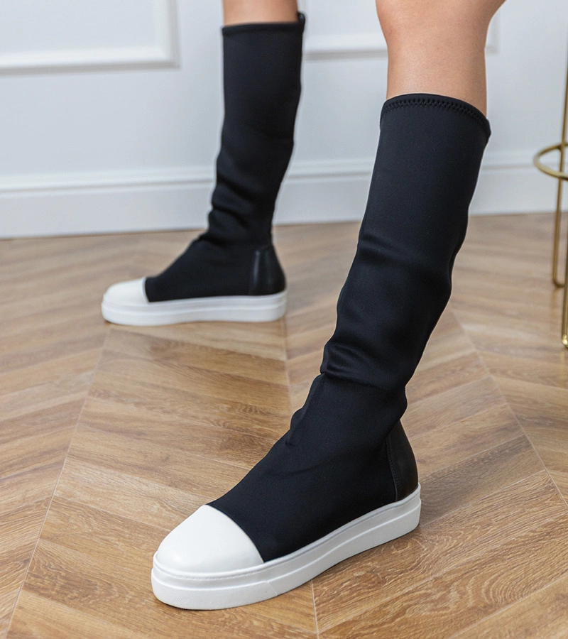 Gemre Cizme sport negre din material textil cu partea superioară elastică Lussa