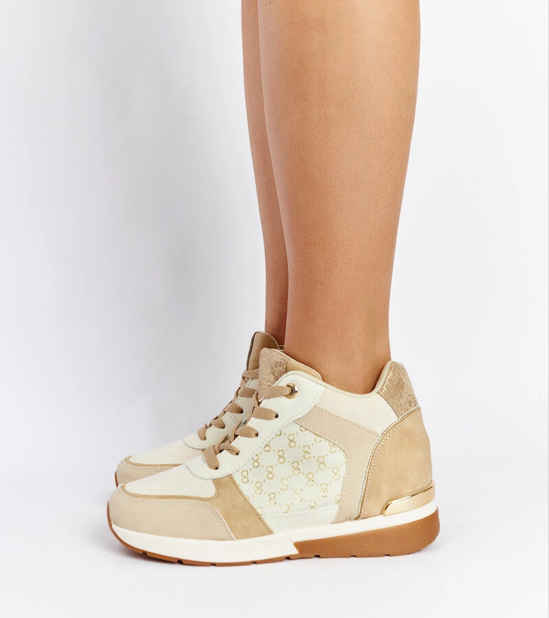 Gemre Sneakers bej cu platformă ascunsă Chestnut