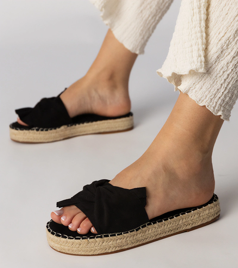Gemre Papuci negri espadrile cu fundiță Luvis