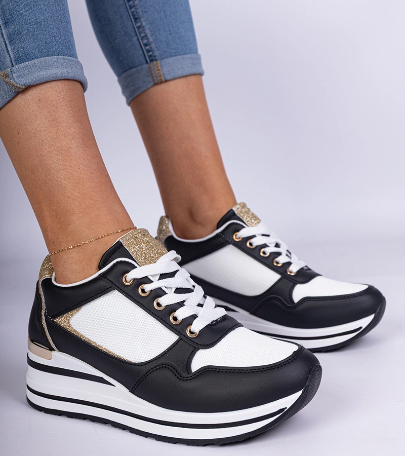 Gemre Adidași negri decorați cu sclipici și inserție metalică Olaria