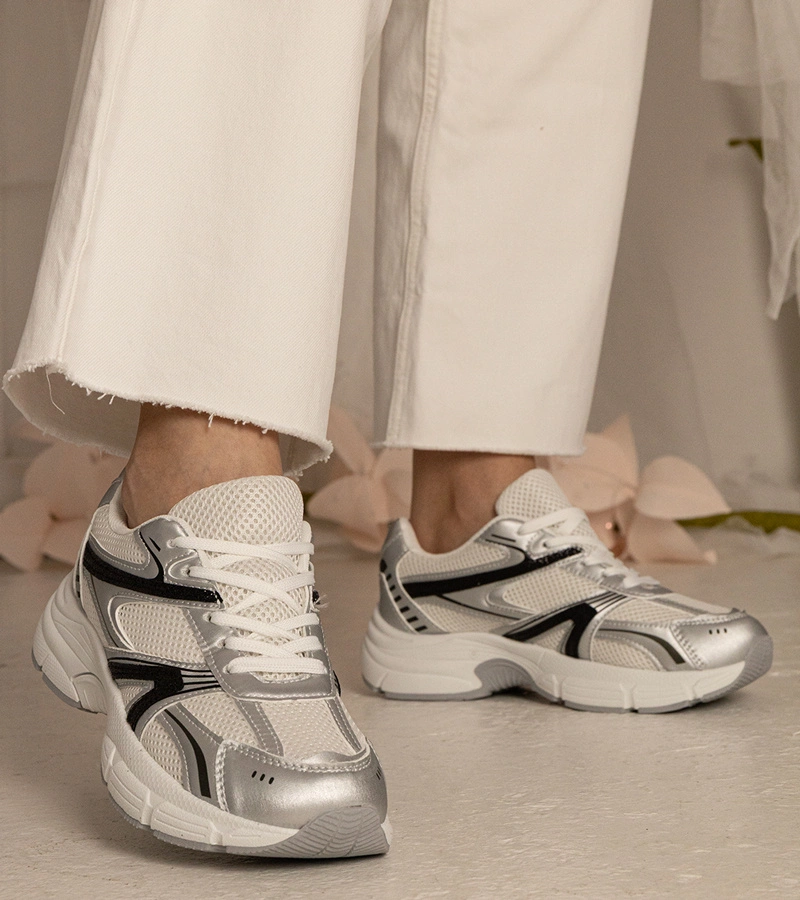 Gemre Adidași sport argintii de damă cu sclipici Bakari