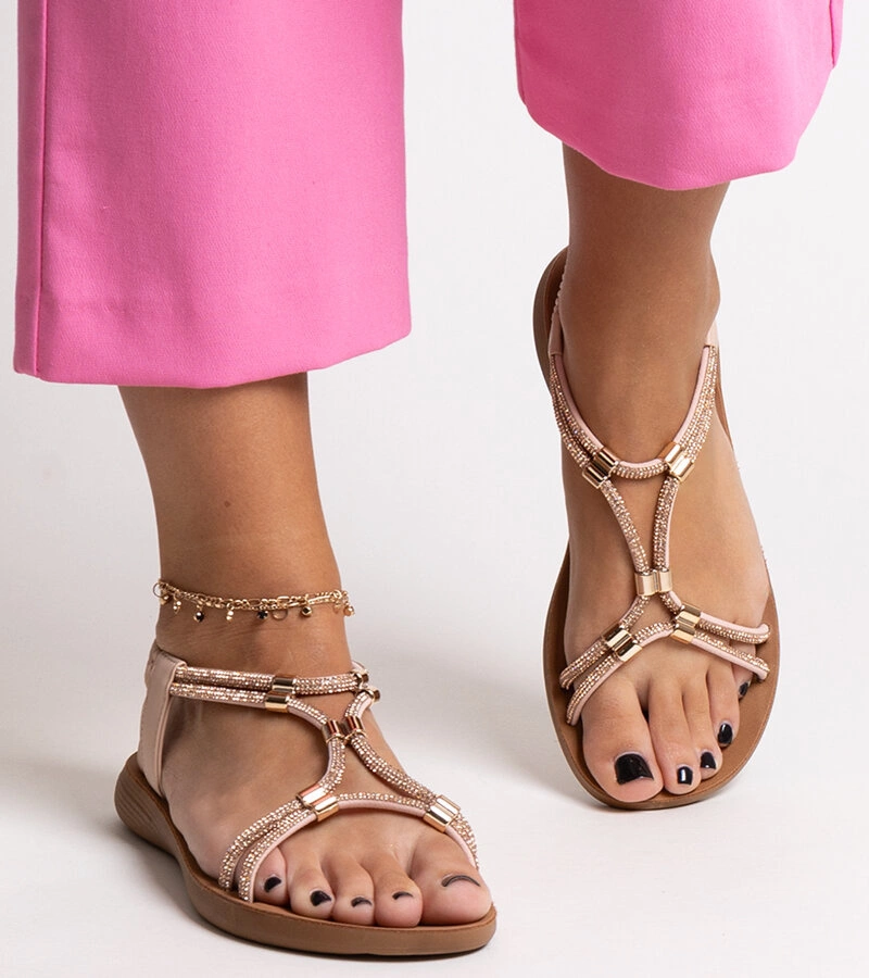 Gemre Beige sandals adorned with rhinestones Leilana