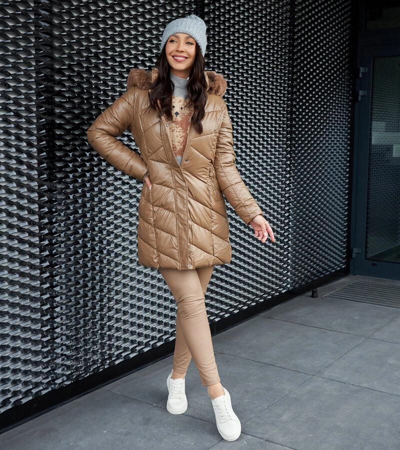 Gemre Jachetă maro cu blăniță detașabilă Riverton