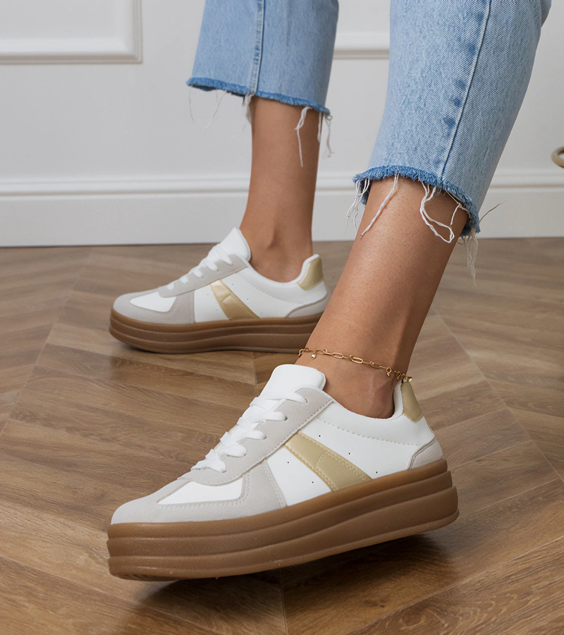 Gemre Adidași albi de damă pe platformă Serila