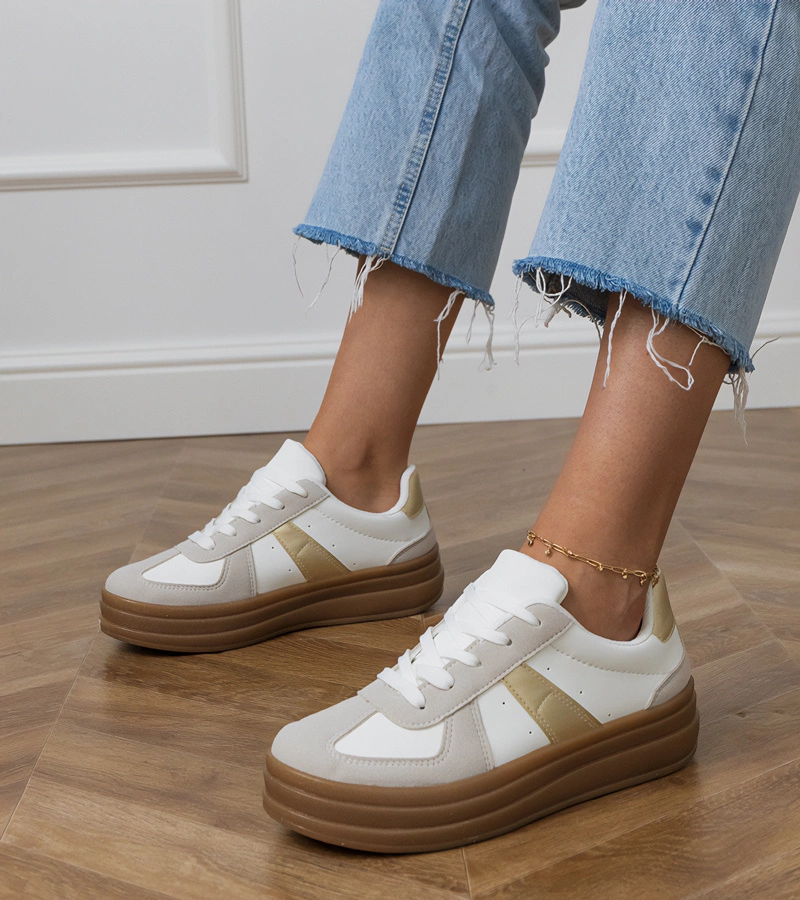 Gemre Adidași albi de damă pe platformă Serila