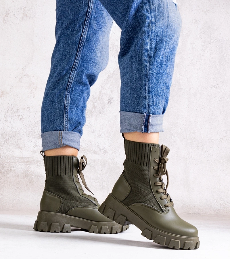 Gemre Botine verzi cu guler elastic Zogba.
